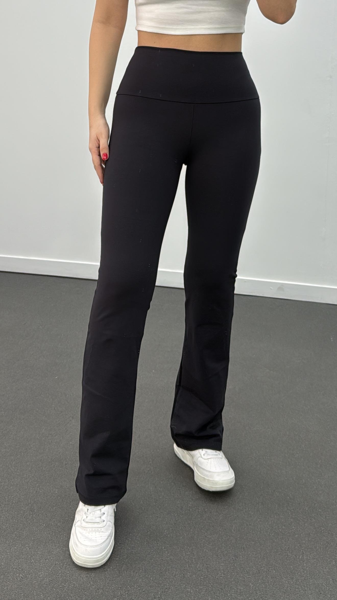 Oys Siyah Premium Kumaş Flare Tayt Pantolon