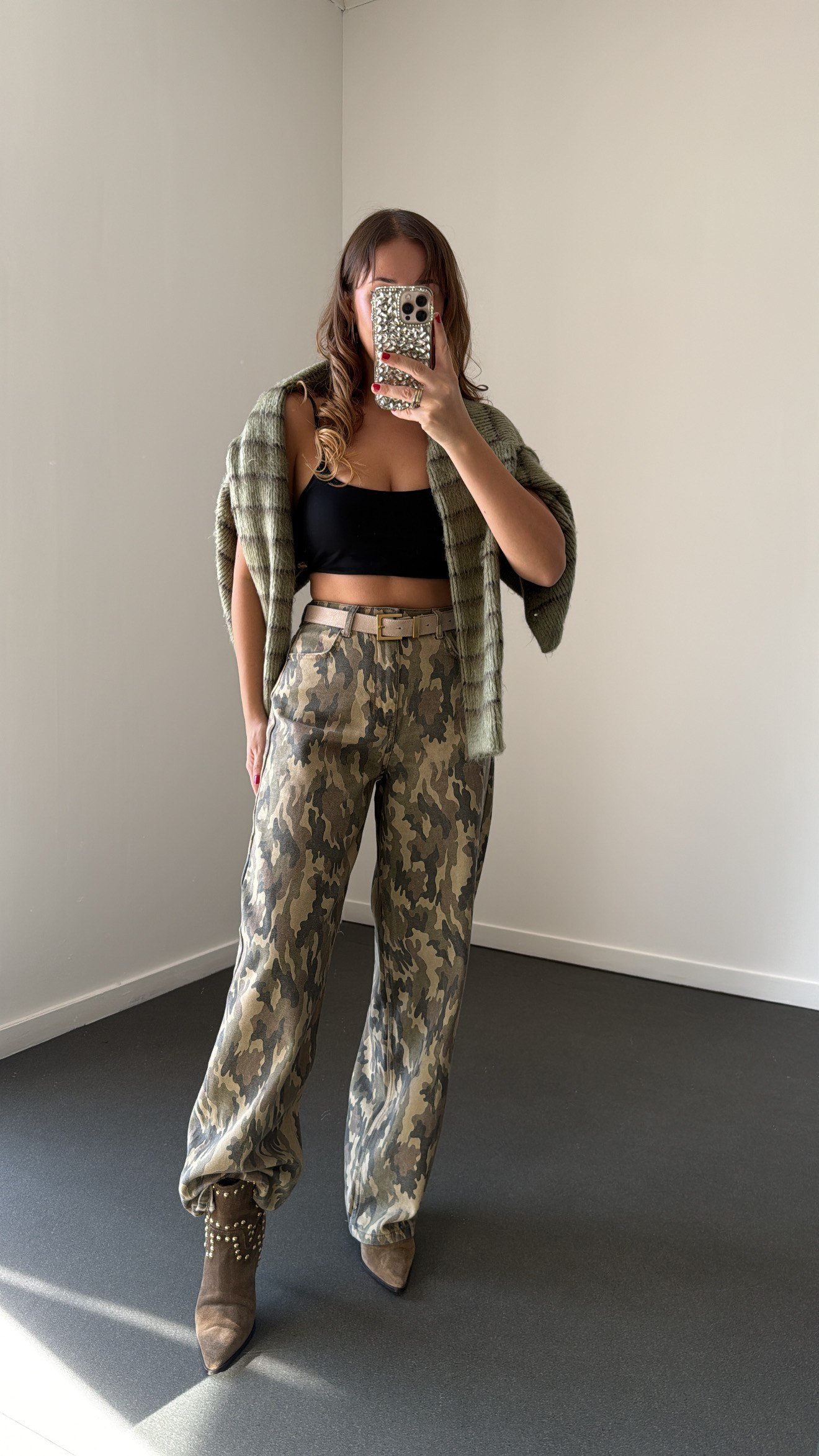 Ranger Kamuflaj Desenli Wide Leg Jeans
