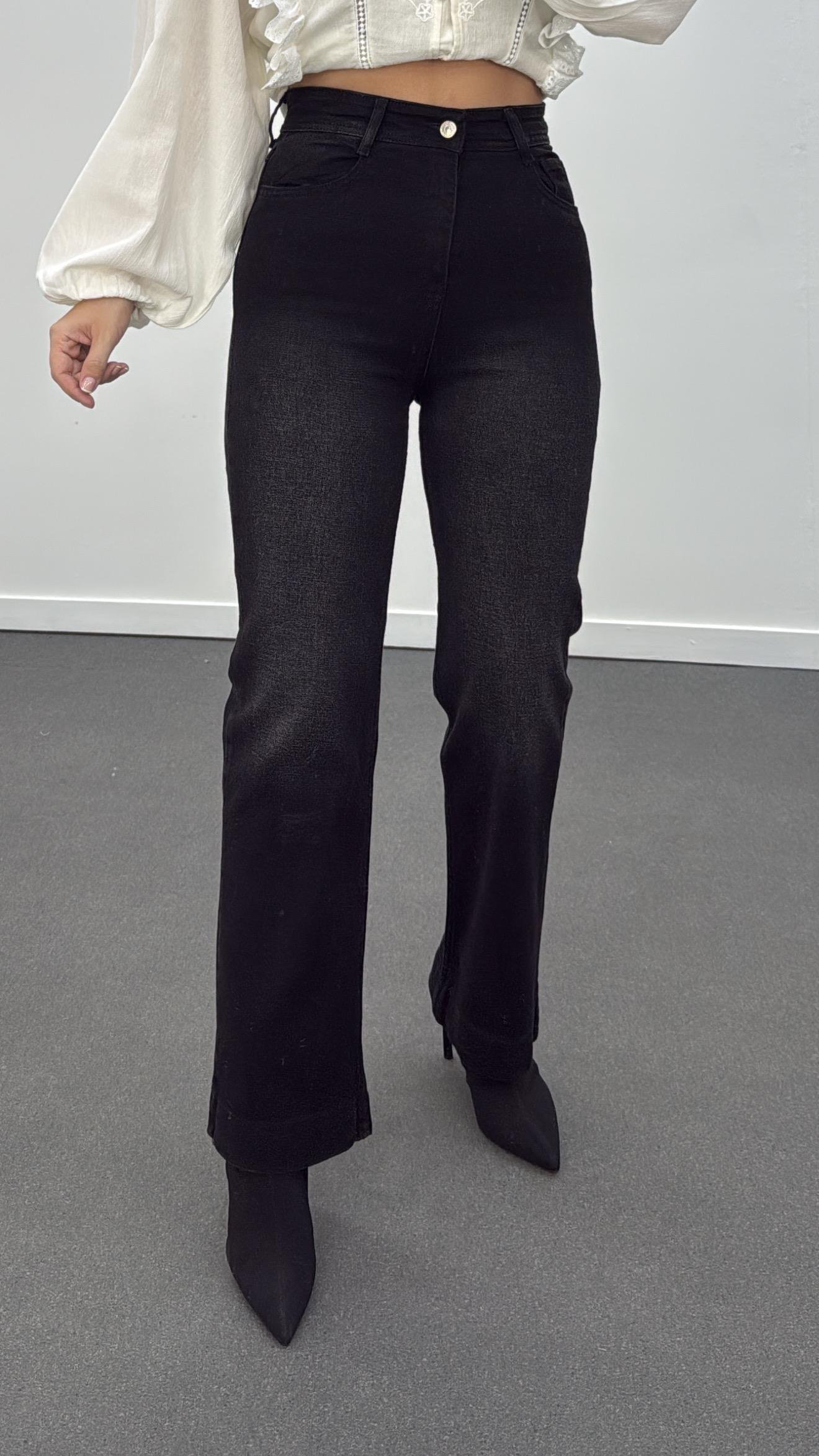 Rotterdam Antrasit Yıkamalı Ultra Yüksek Bel Likralı Jeans