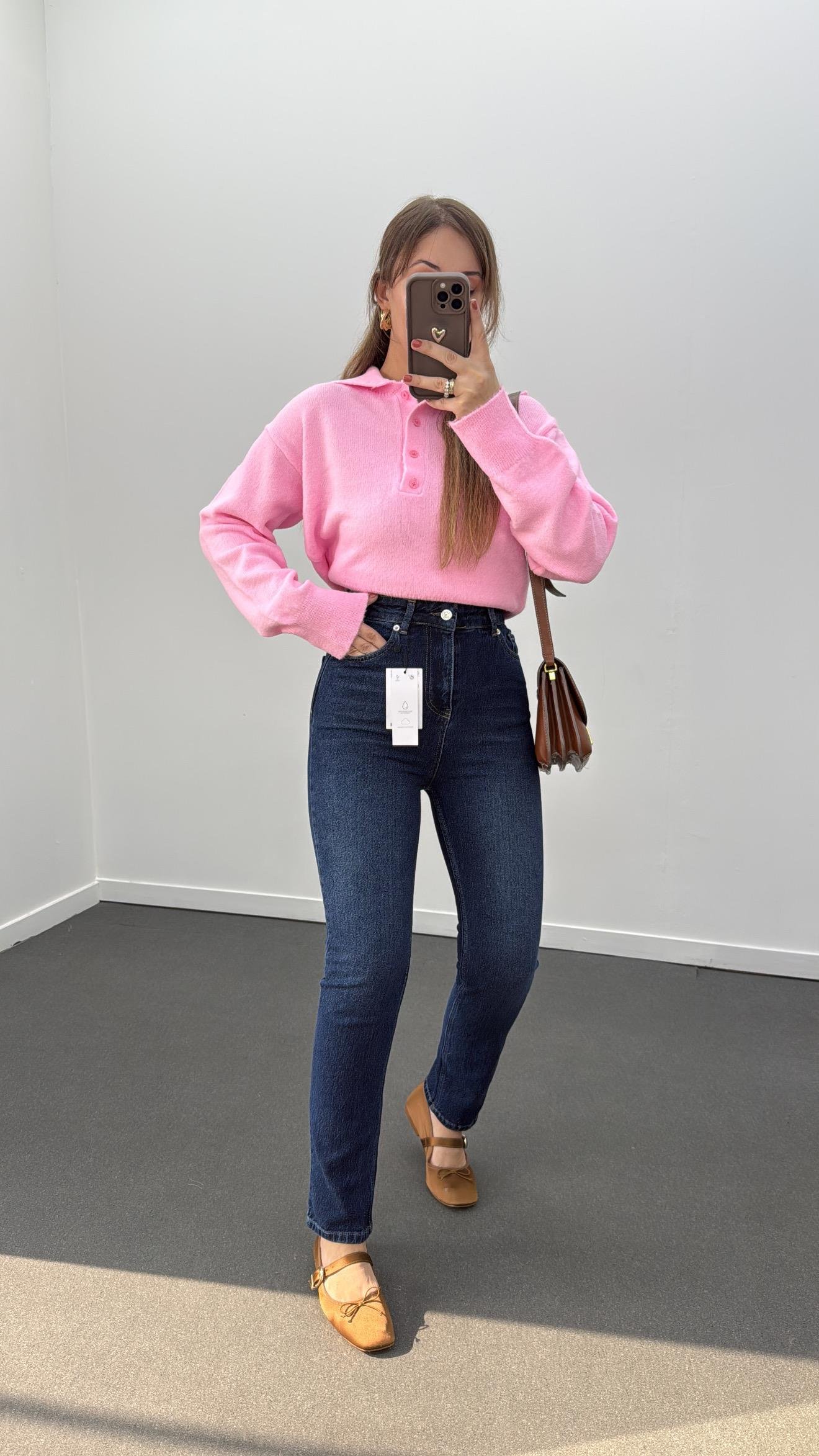 Seul Koyu Kot Süper Yüksel Bel Boyfit Jeans