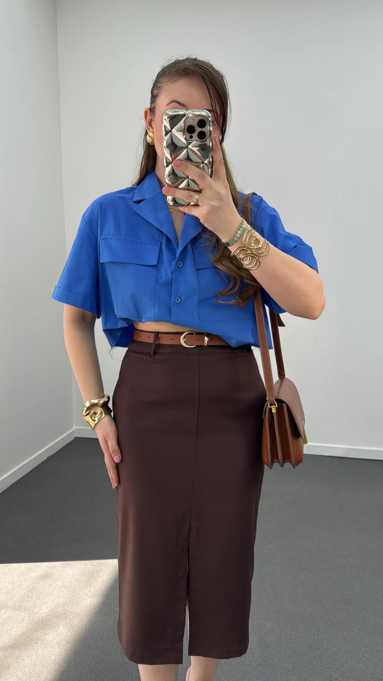 Vita Mavi Crop Gömlek