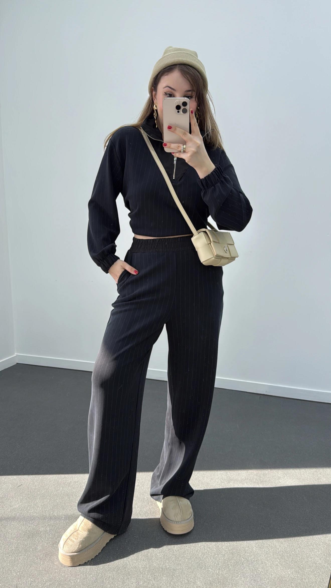 Zeina Modal Mix Paraşüt Kumaşlı Takım