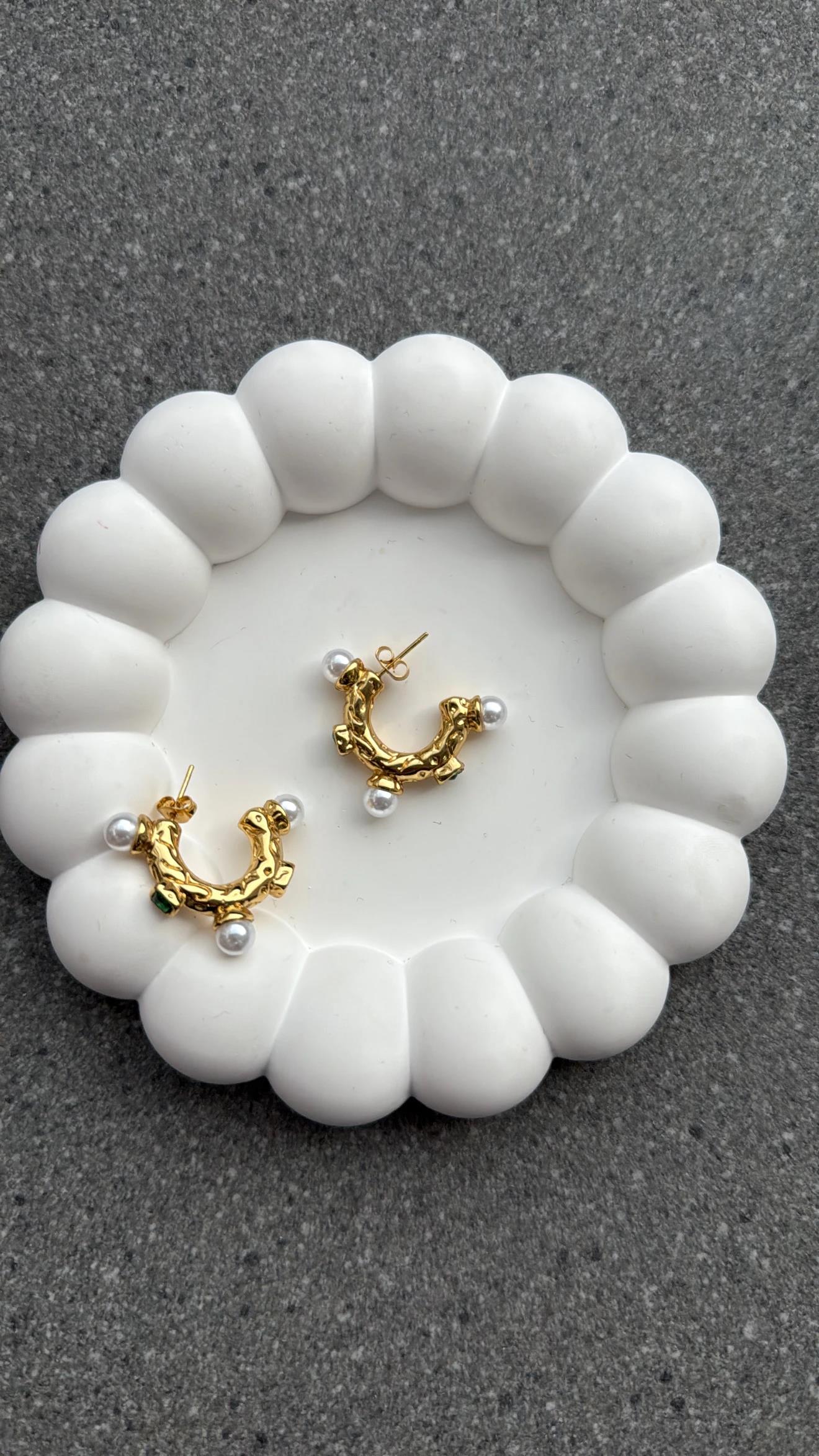 Zeyna Yeşil Taşlı Küpe