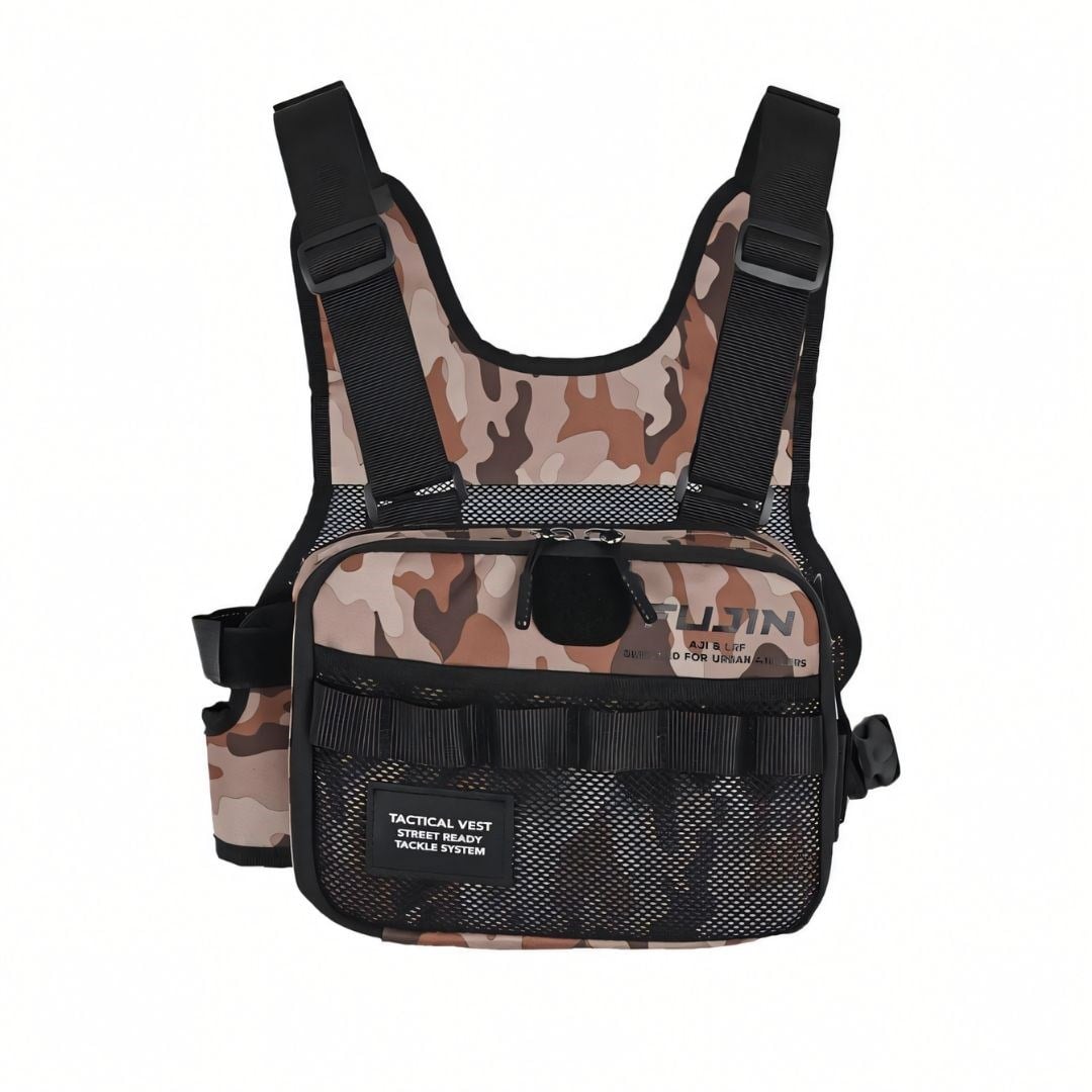 Fujin Tactical Vest Brown Camo Balıkçı Çantası