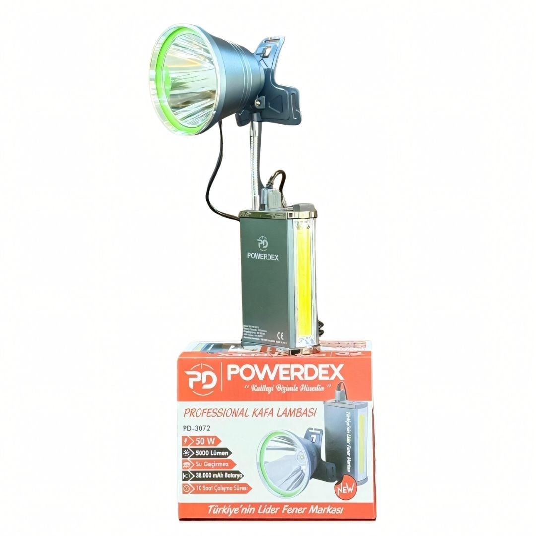Powerdex PD-3072 50W 5000 Lümen Şarjlı Kafa Feneri