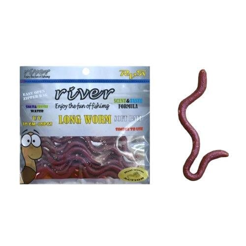 River Long Worm 10 Cm Kırmızı Silikon Solucan Yem