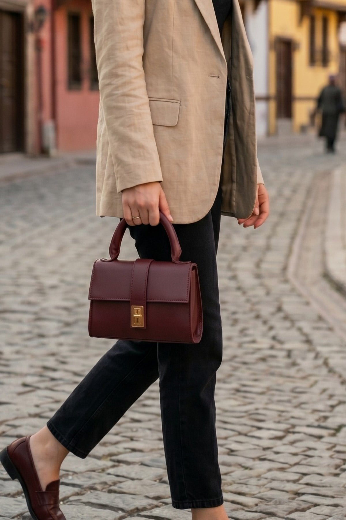 Vivazzaluxe Paula Model Bordo Deri Mini Kadın El ve Omuz Çantası MİNİ ÇANTALAR