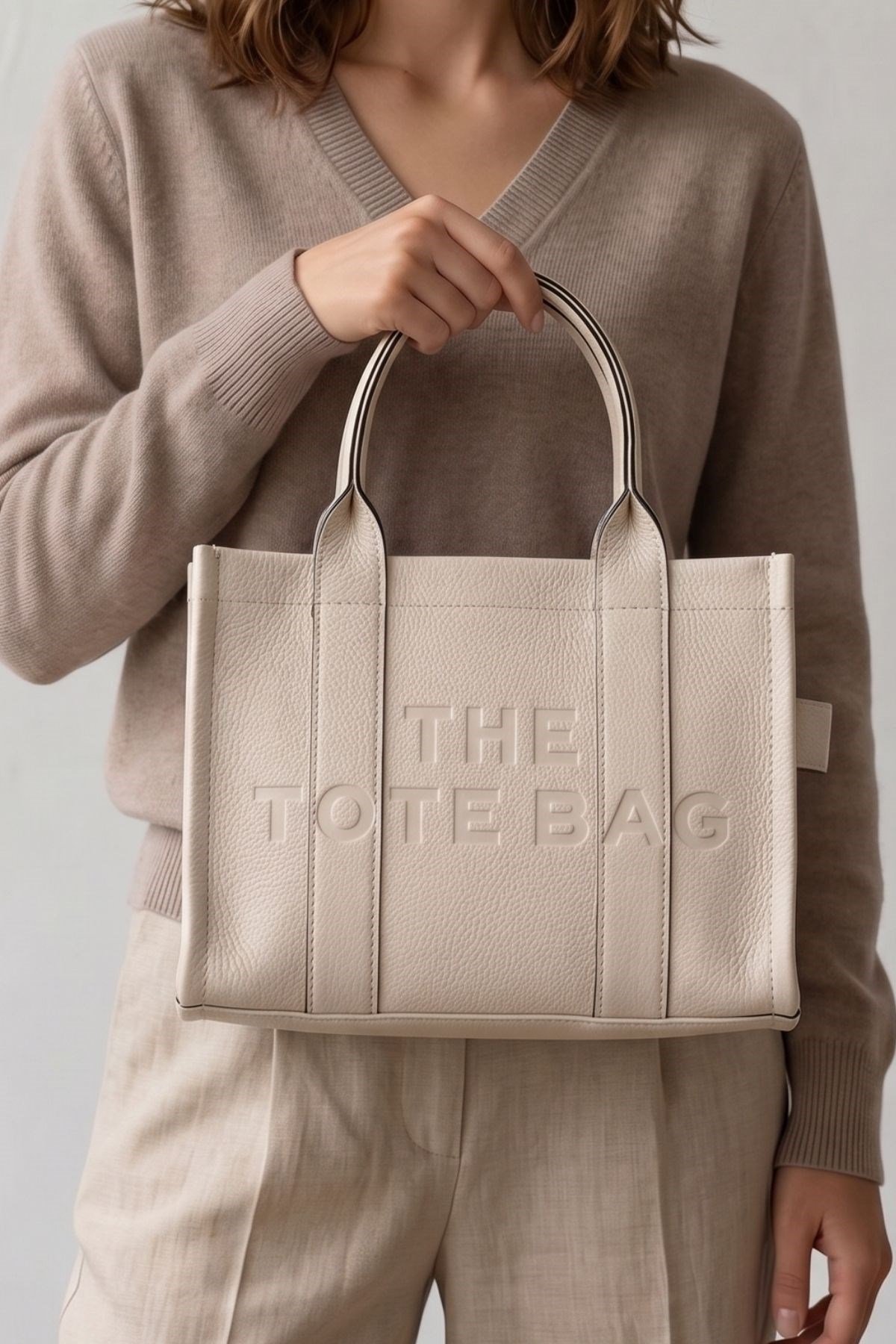 Vivazzaluxe The Tote Bag Kadın Deri El & Kol & Omuz Çanta Krem OMUZ ÇANTASI