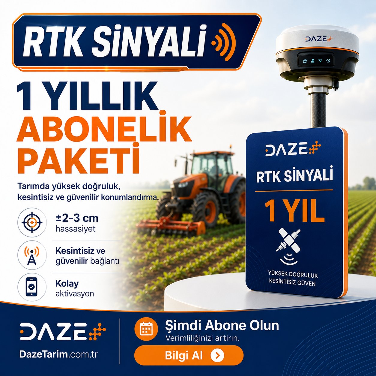 RTK - 1 Yıllık Abonelik Ücreti - Daze Tarım