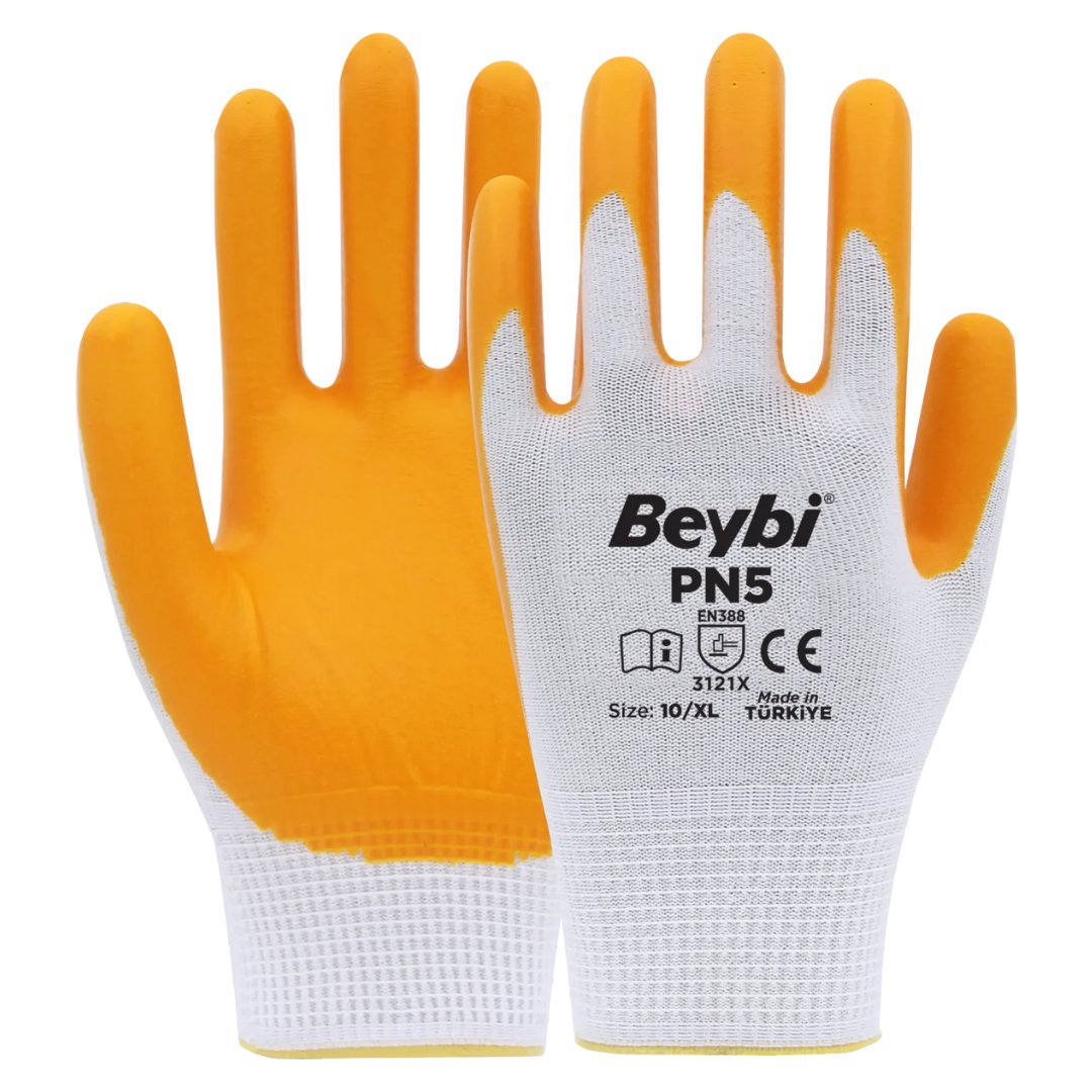 Beybi PN5 Polyester Örme Nitril Eldiven 10/XL
