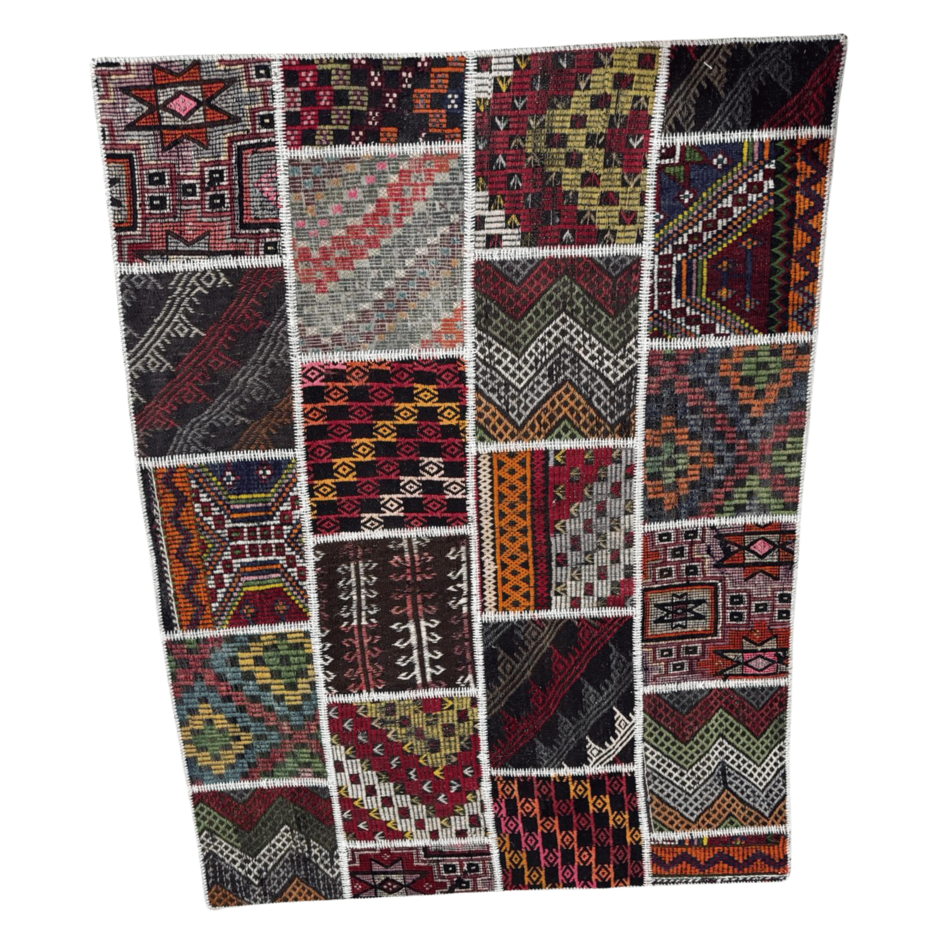 El Dokuması Patchwork Antik Model Kilim  2 (150 cm x 200 cm)