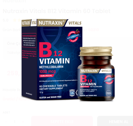 Nutraxin Vitals B12 Vitamin 60 Tablet