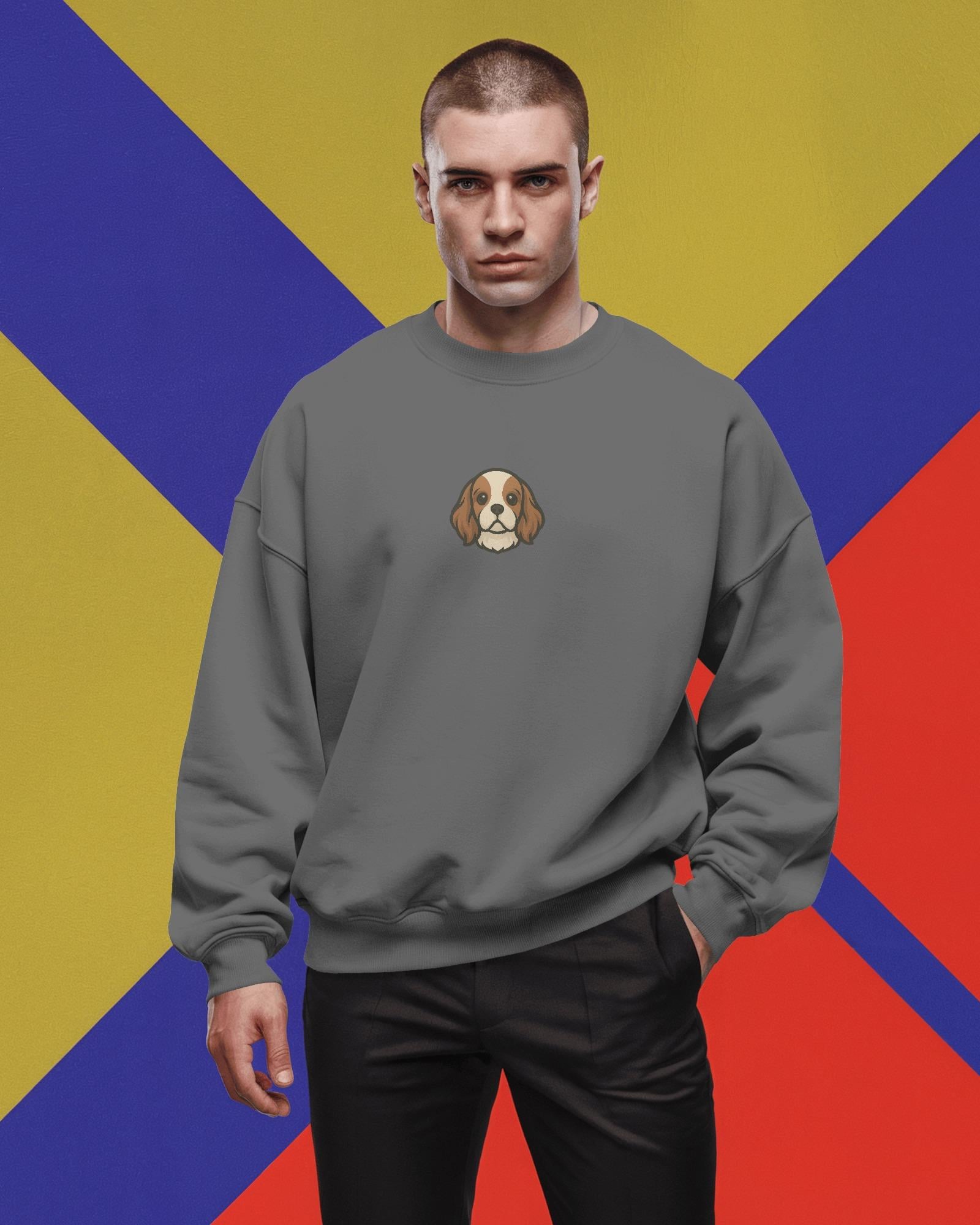 Cavalier King Charles Spaniel Baskılı Oversize Sweatshirt – Unisex | Muhtar Store