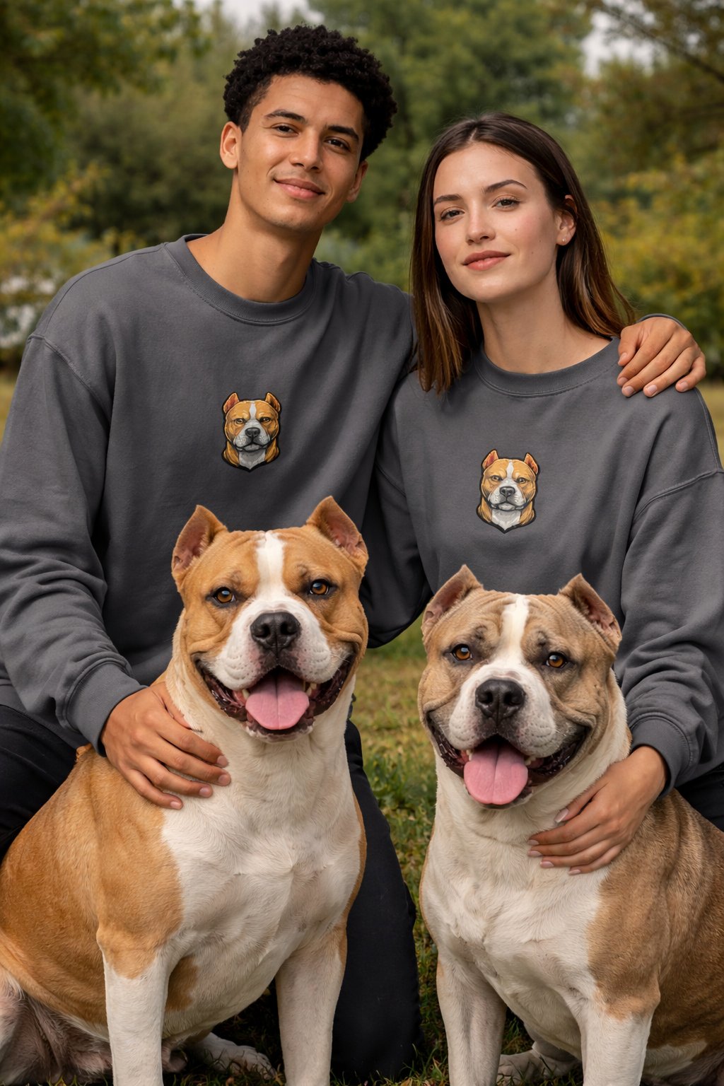 Fransız Bulldog Desenli Sevgili Sweatshirt – Unisex Çift Kombini