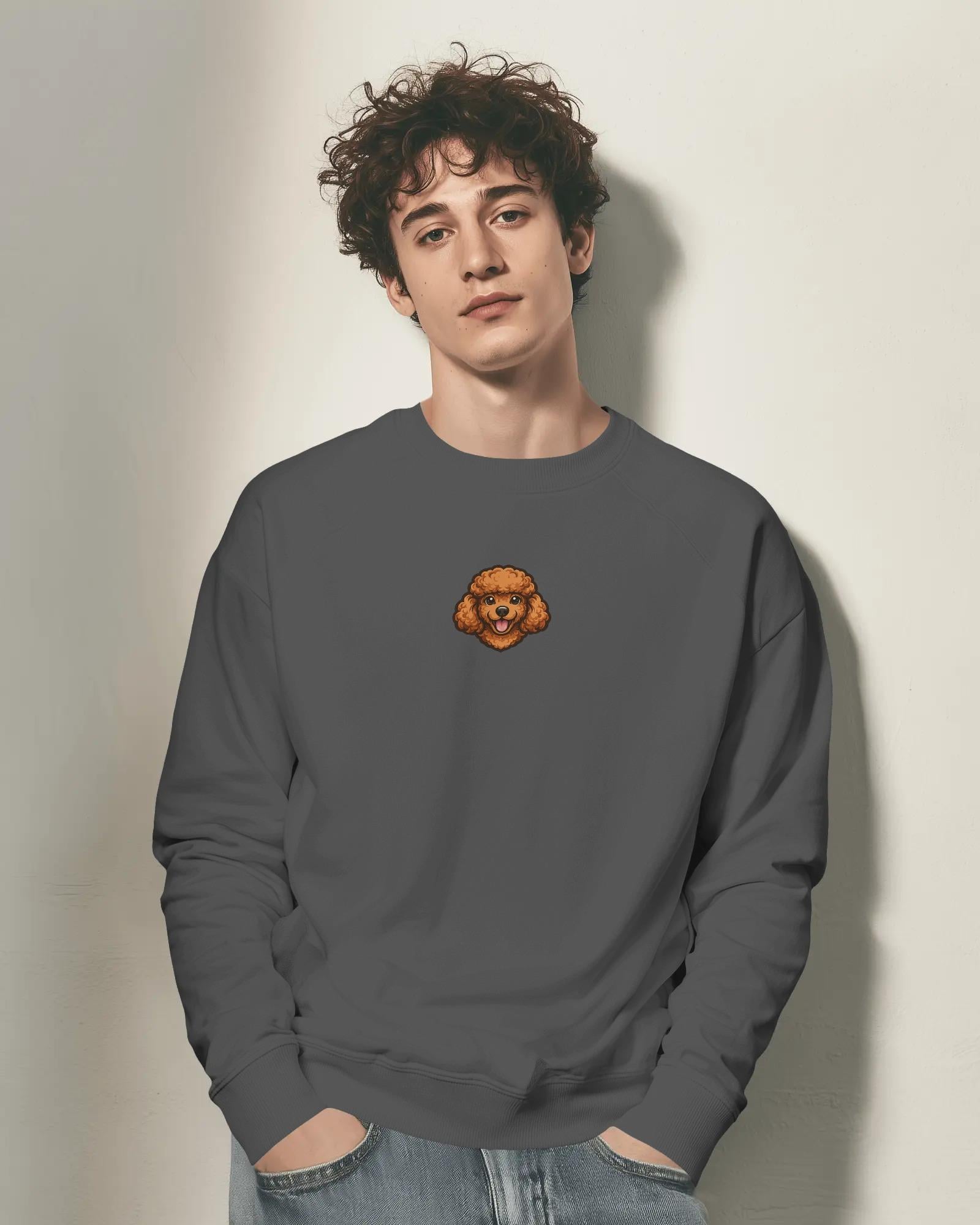 Kadın Poodle Baskılı Oversize Sweatshirt – Sevimli Patili Dost Tasarımı