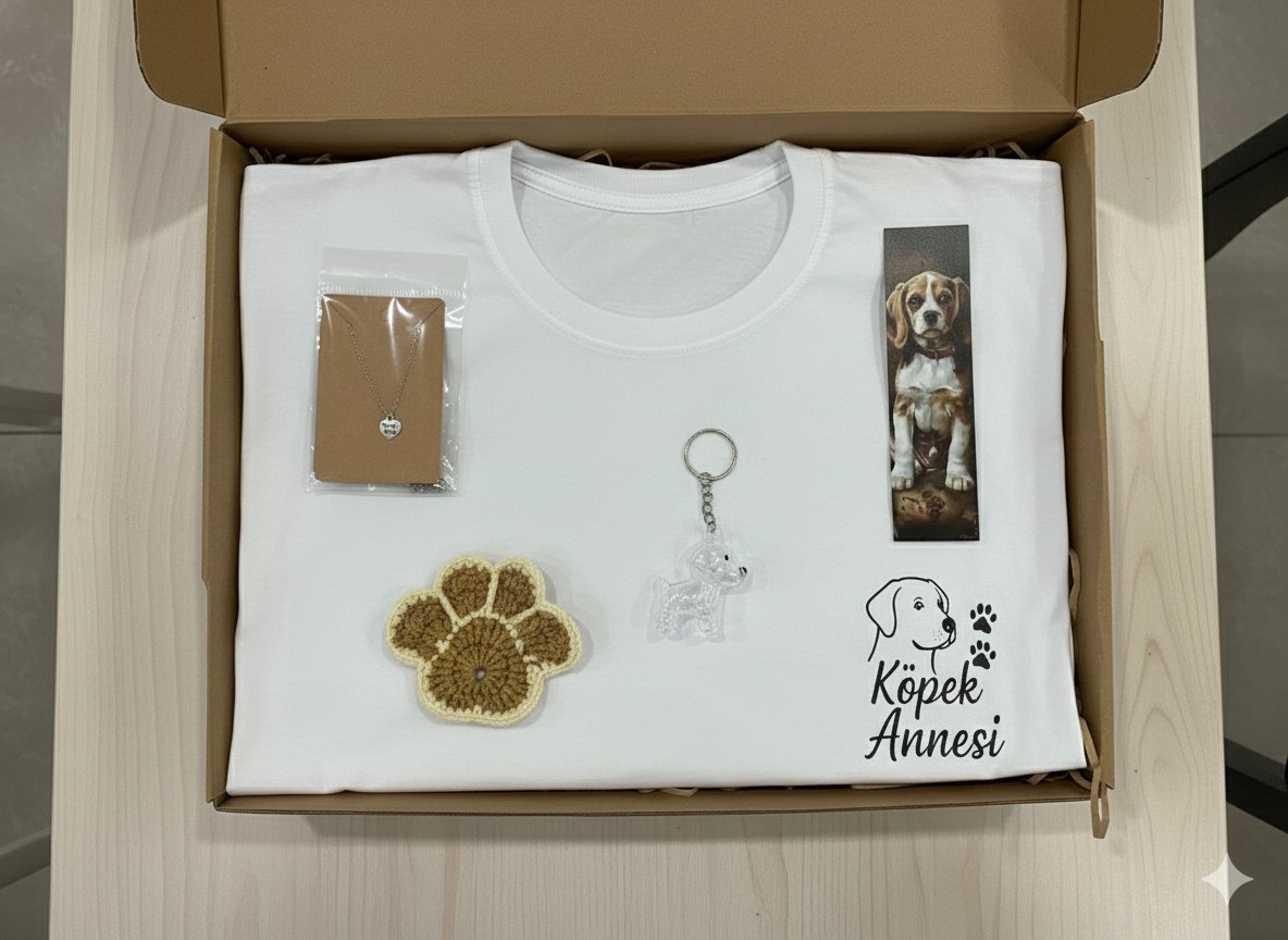 Kedi Annesi Hediye Kutusu – Siyah Tişört + Kolye + Anahtarlık + Kitap Ayracı + Örgü Süs (Sürpriz Hediyeli)