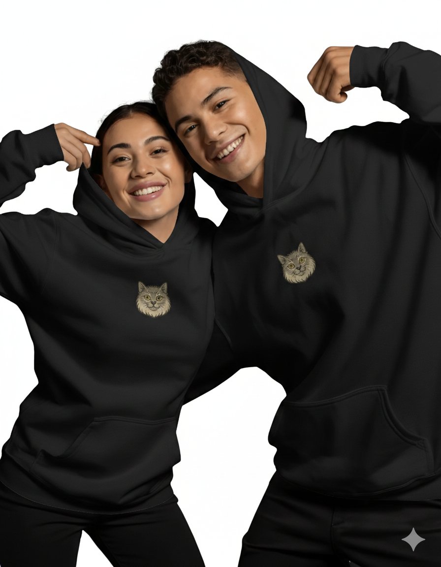 Kedi Temalı Çift Hoodie – British Shorthair – Sevgililer Günü Özel Tasarım – Siyah Kapüşonlu Sweatshirt Seti mathematica 
