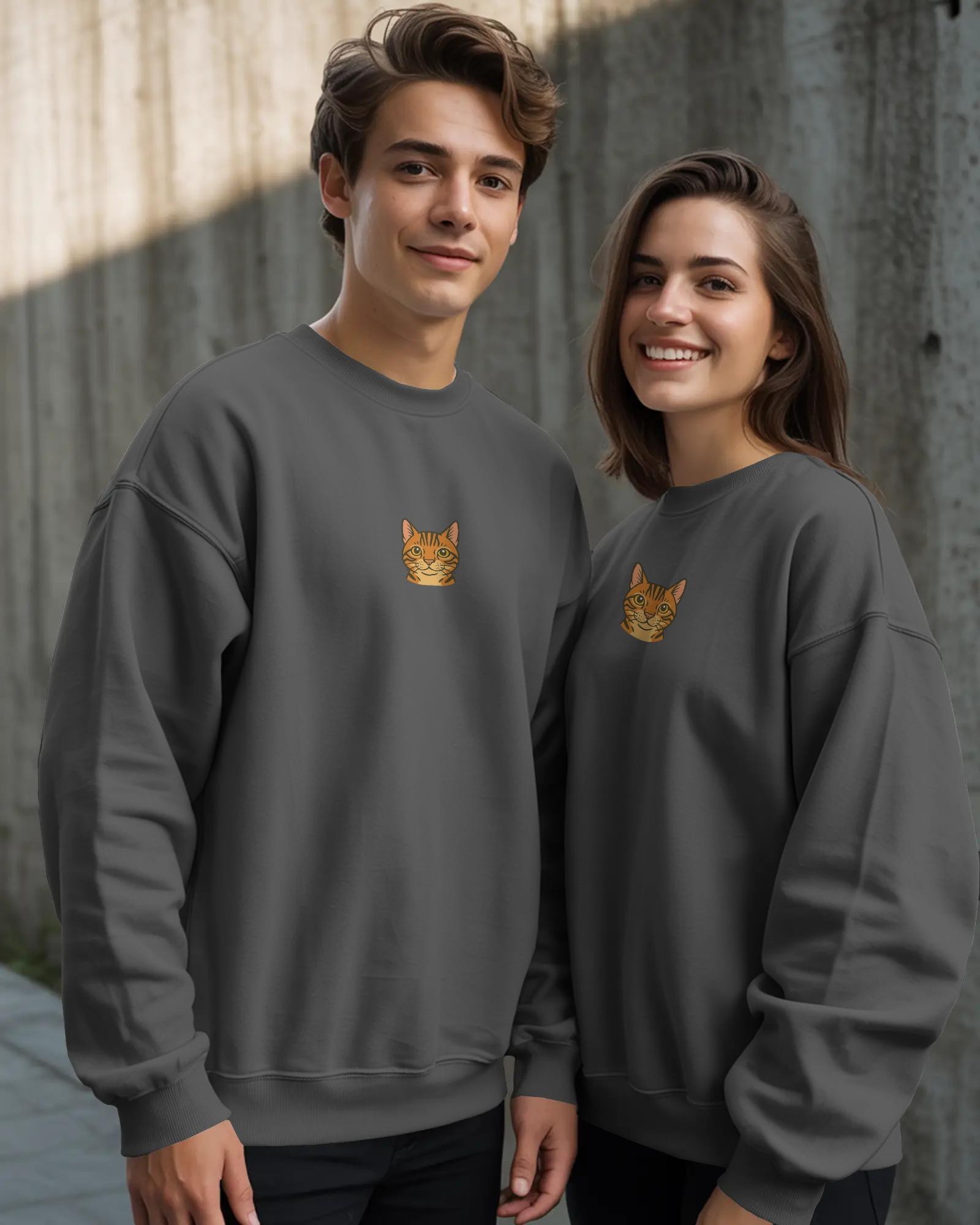 Muhtar Store Sevgililer Günü Özel Bengal Kedisi Figürlü Unisex Sweatshirt