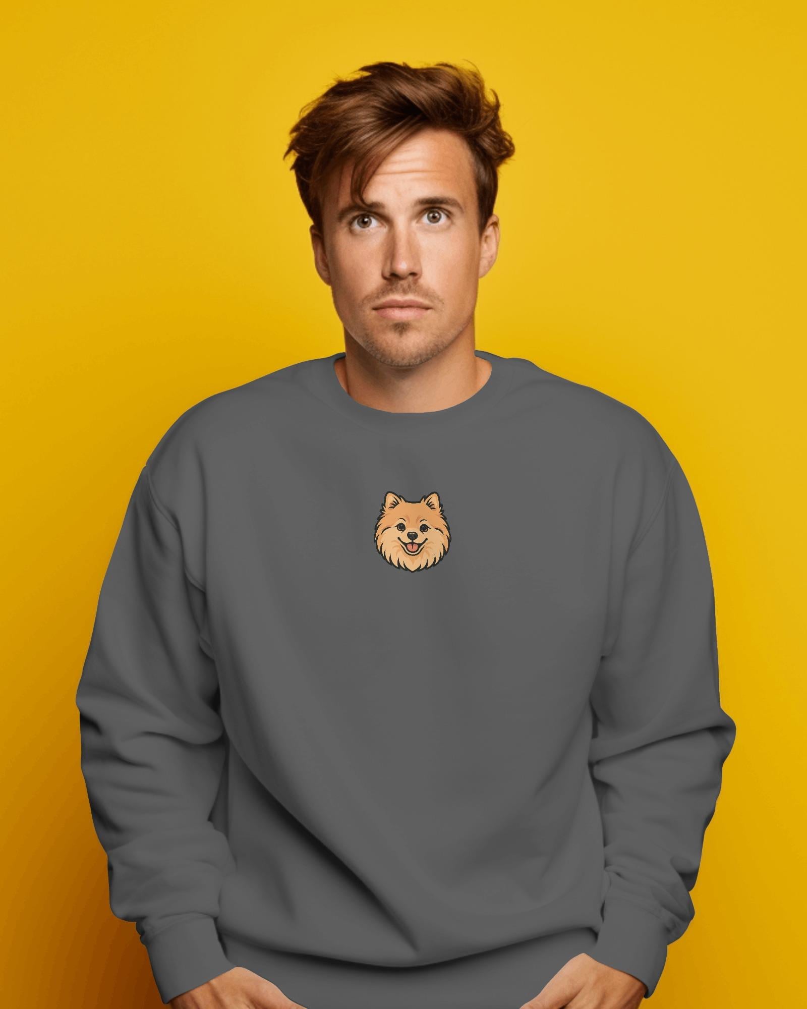 Pomeranian Köpek Figürlü Minimal Unisex Sweatshirt – Baskılı
