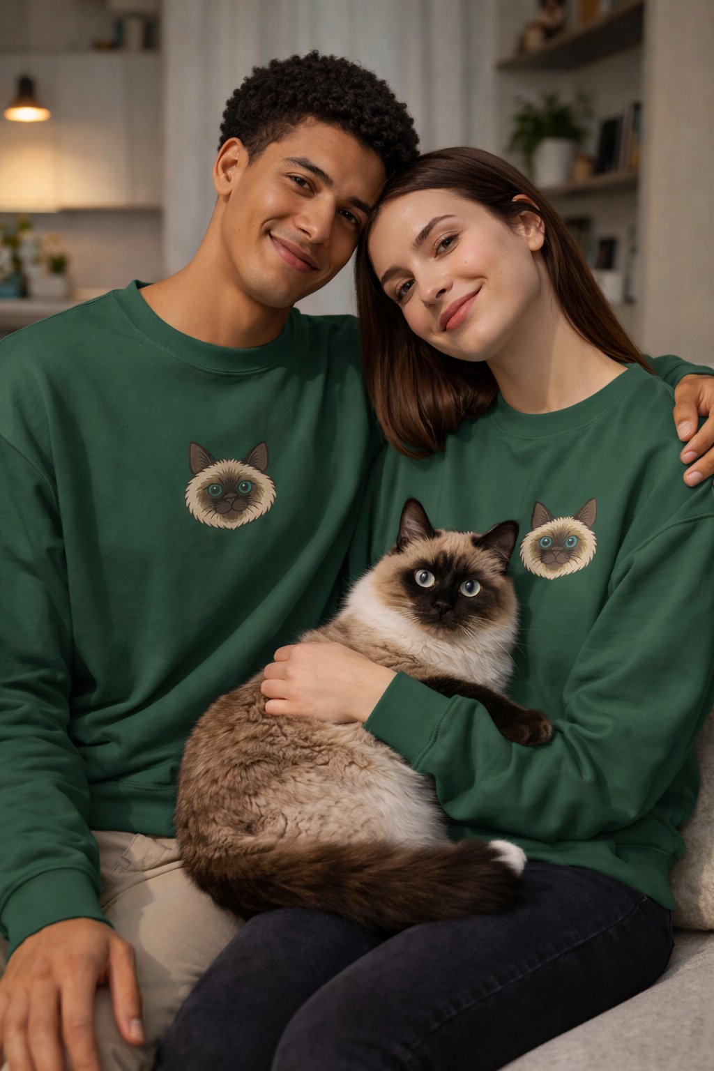 Ragdoll Kedi Desenli Sevgili Sweatshirt – Unisex Çift Kombini