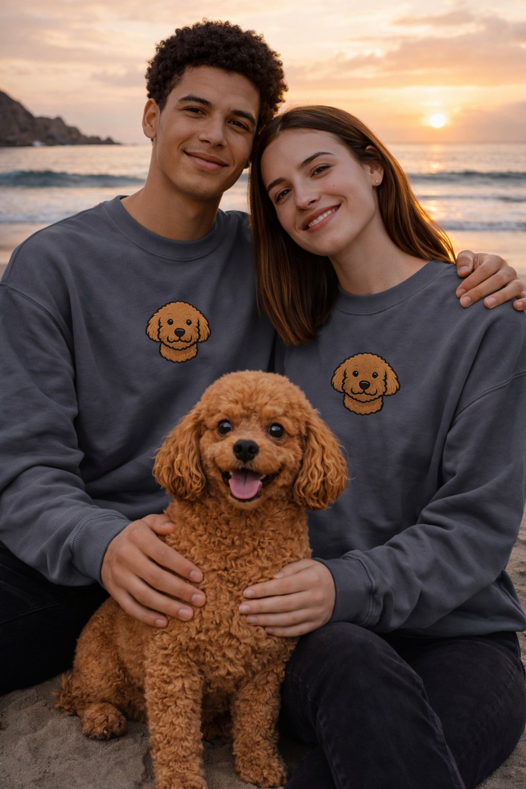 Toy Poodle Köpek Desenli Sevgili Sweatshirt – Unisex Çift Kombini
