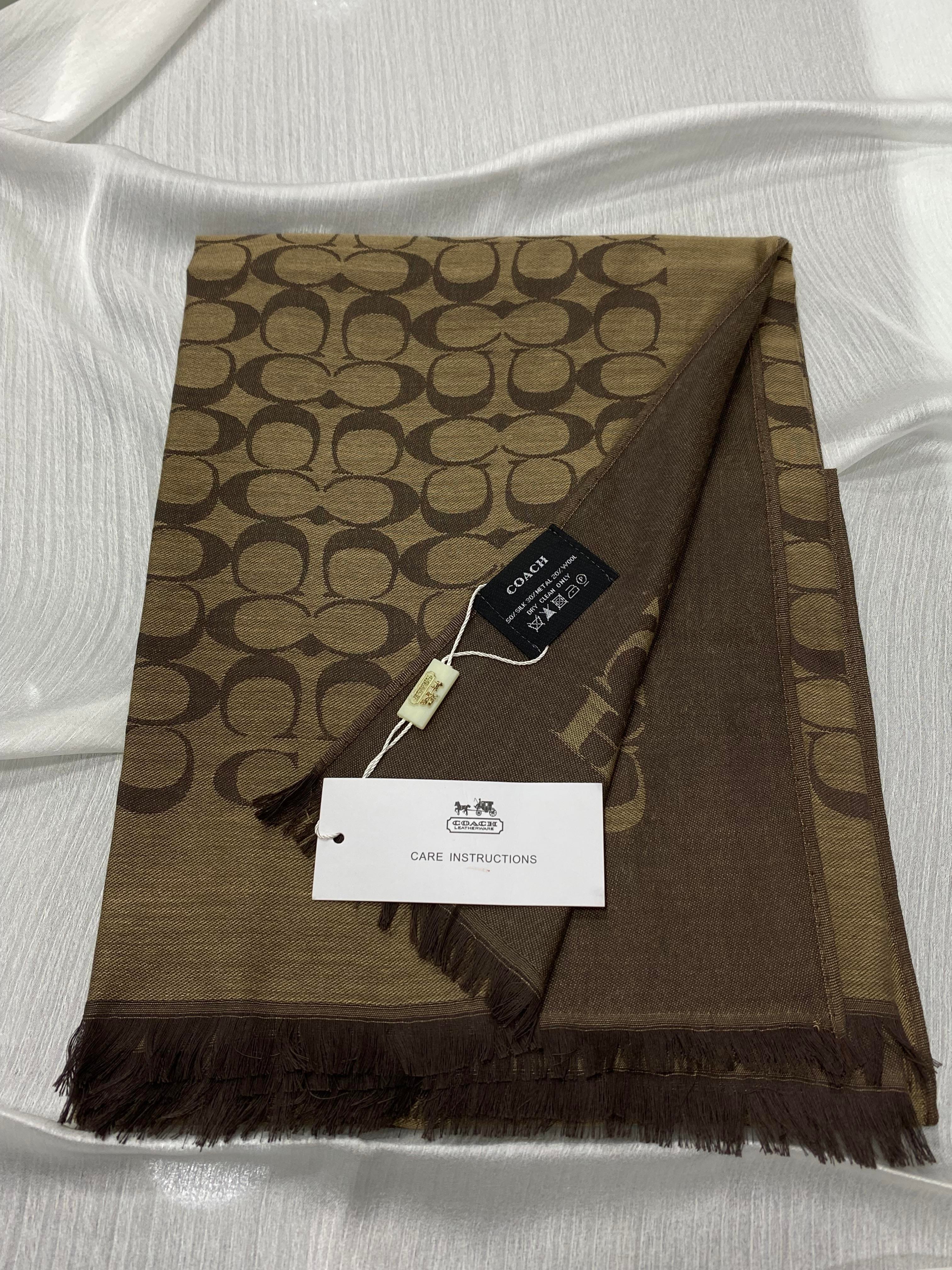 COACH DESEN YÜN İPEK ŞAL SICAK BEJ-KAHVE