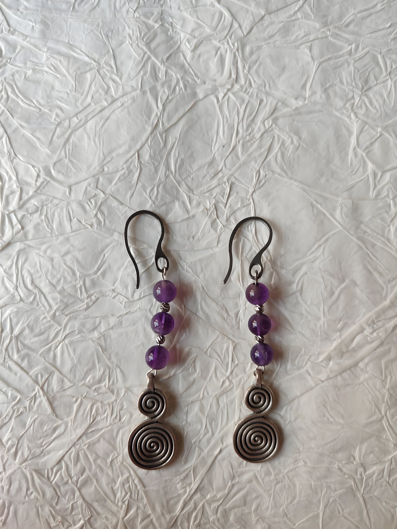 Ametist Taşı Spiral Küpe