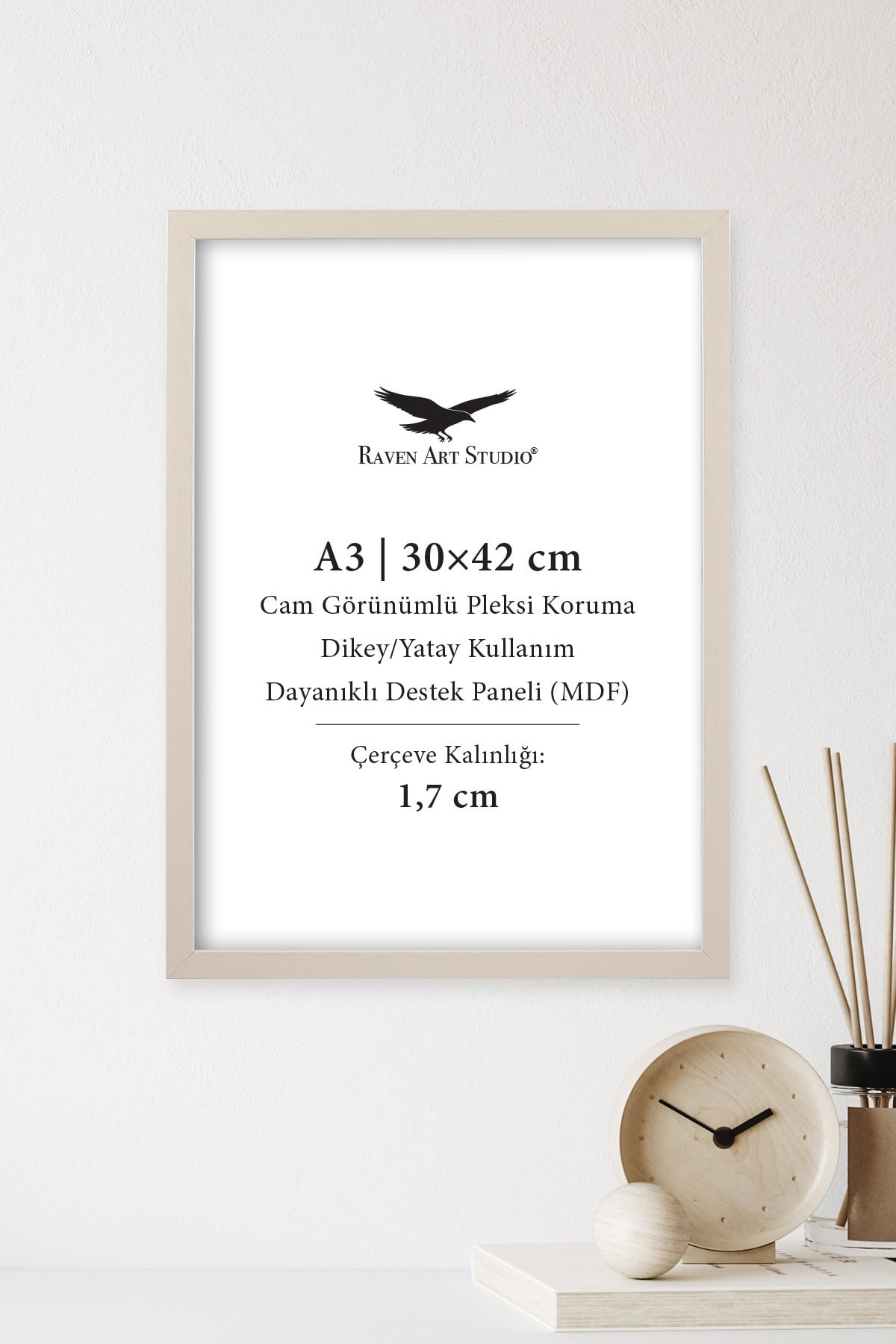Ermitaj A3 Ebat 30cm x 42cm Sedef Resim Fotoğraf Belge Poster Evrak Çerçevesi Korumalı Kırılmaz Pleksi Cam