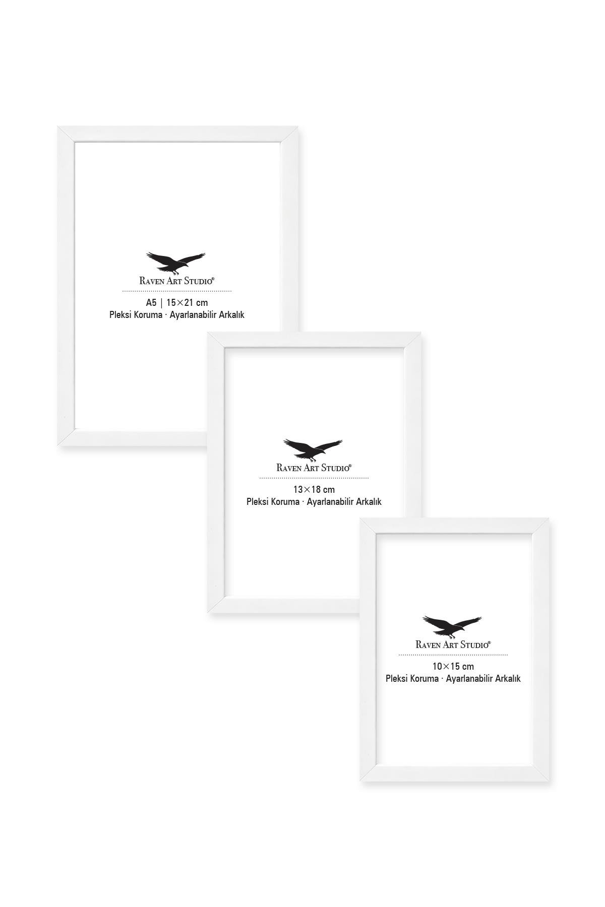 Ermitaj Beyaz 3'lü Set 10x15cm + 13x18cm + 15x21cm Korumalı Kırılmaz Pleksi Cam