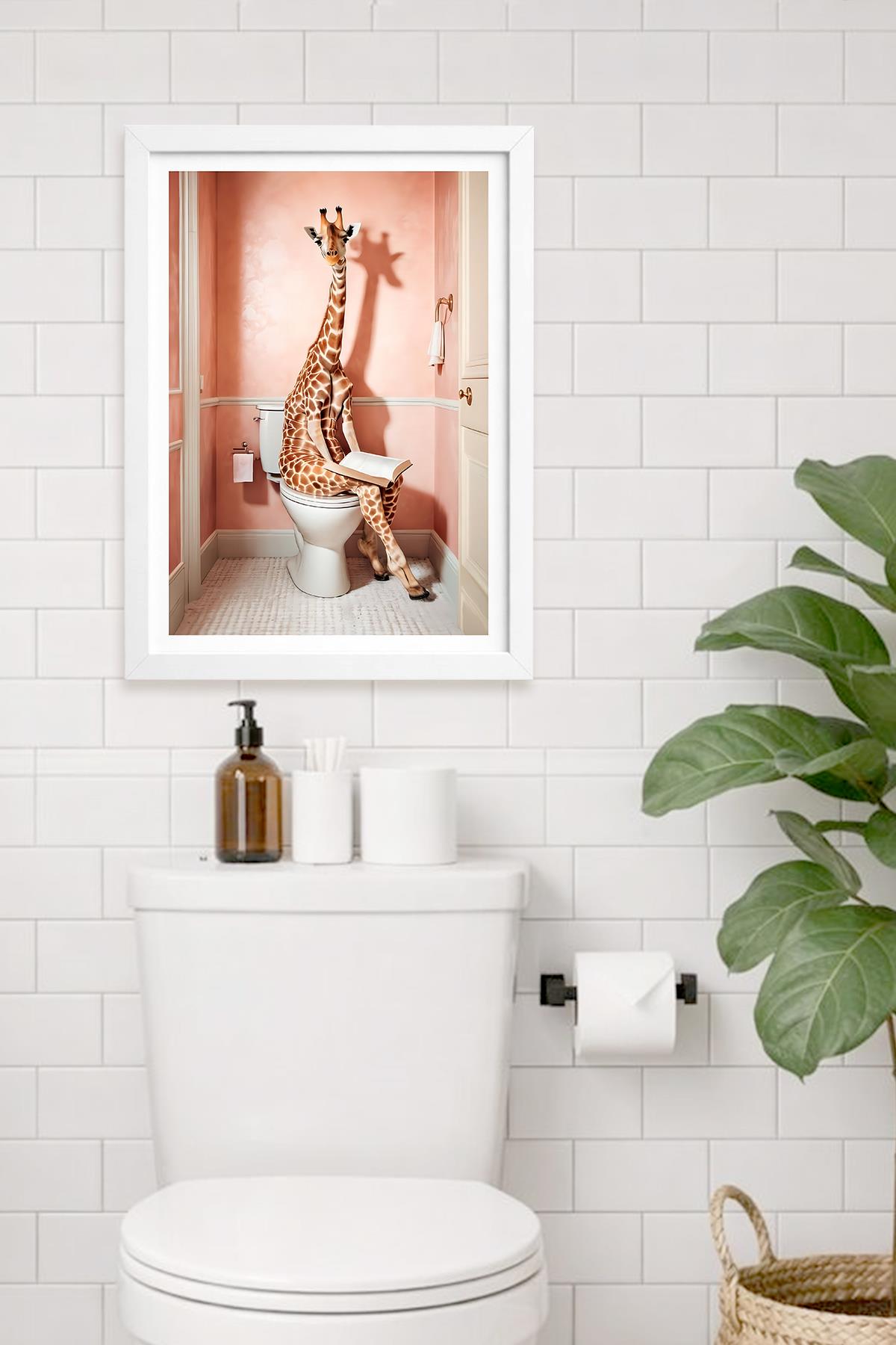 KOI Art Design Giraffe Tablo + Ermitaj A3-30x42 cm Beyaz Çerçeve