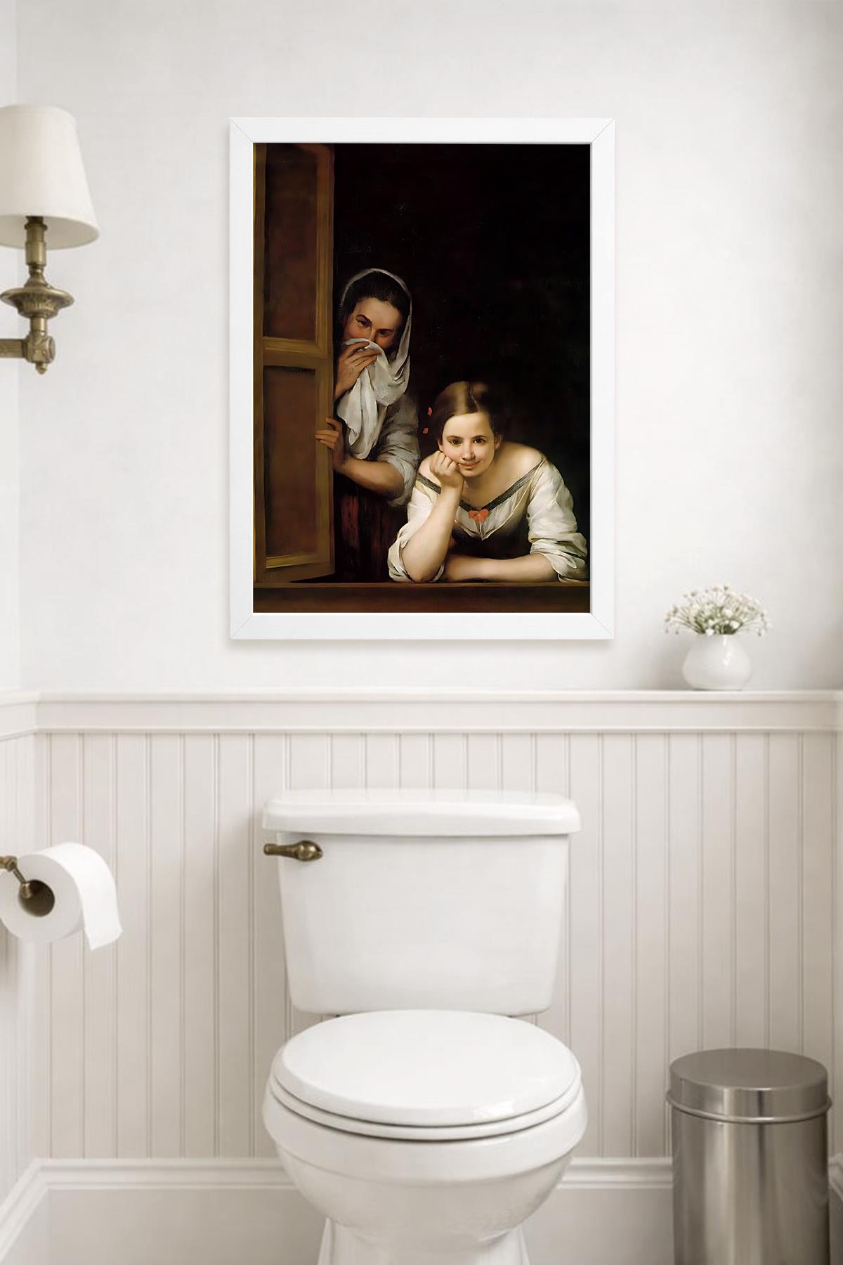 KOI Art Design Girls at the Window Tablo + Ermitaj A3-30x42 cm Beyaz Çerçeve