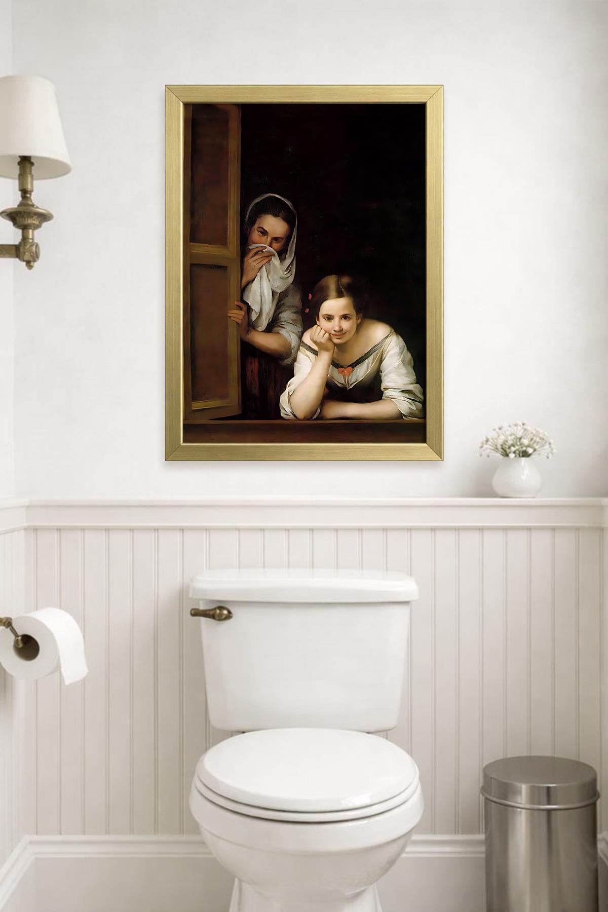 KOI Art Design Girls at the Window Tablo + Ermitaj A3-30x42 cm Altın Çerçeve