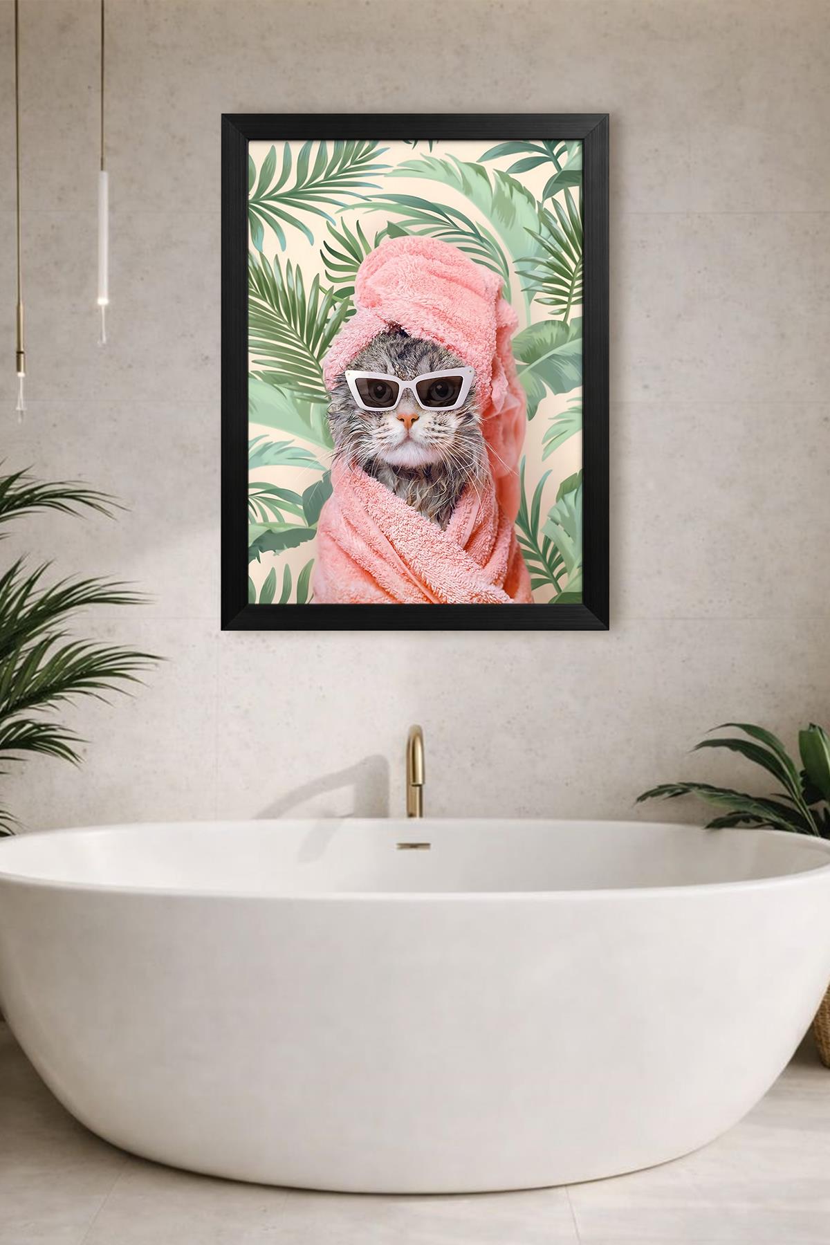 KOİ Art Design Spa Cat Tablo + Ermitaj A3-30x42 cm Siyah Çerçeve