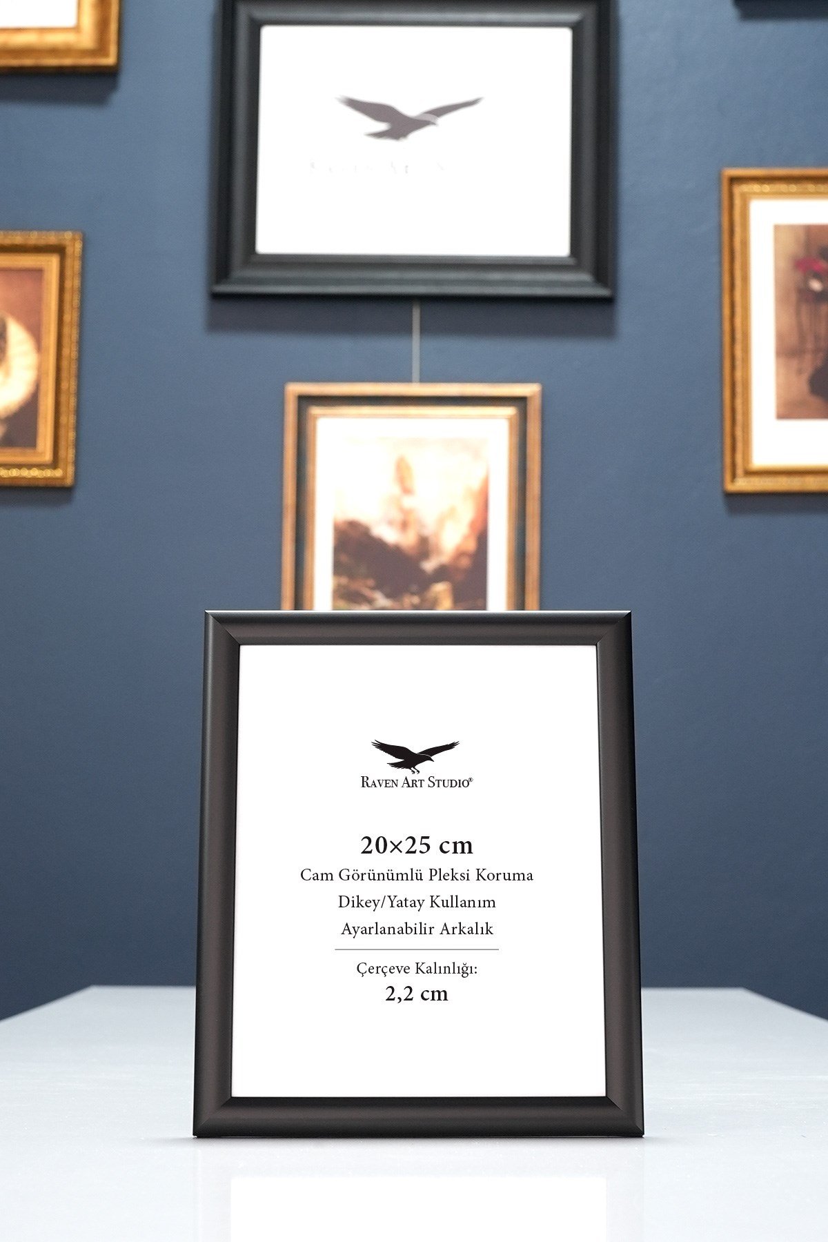 Pergamon 20x25 cm Siyah Altın Resim Fotoğraf Belge Poster Evrak Çerçevesi Korumalı Kırılmaz Pleksi Cam