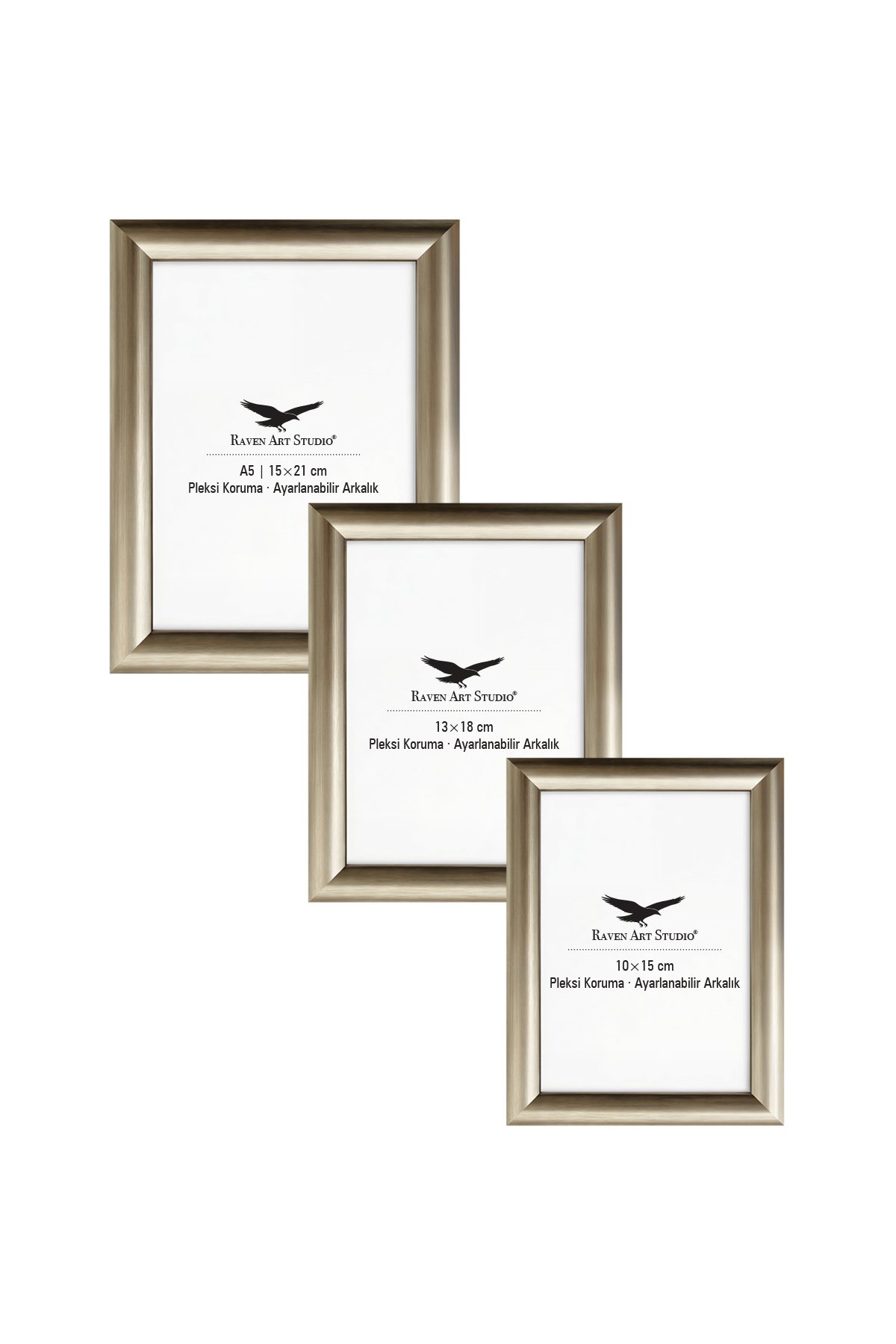 Pergamon Platin 3'lü Set 10x15cm + 13x18cm + 15x21cm Korumalı Kırılmaz Pleksi Cam