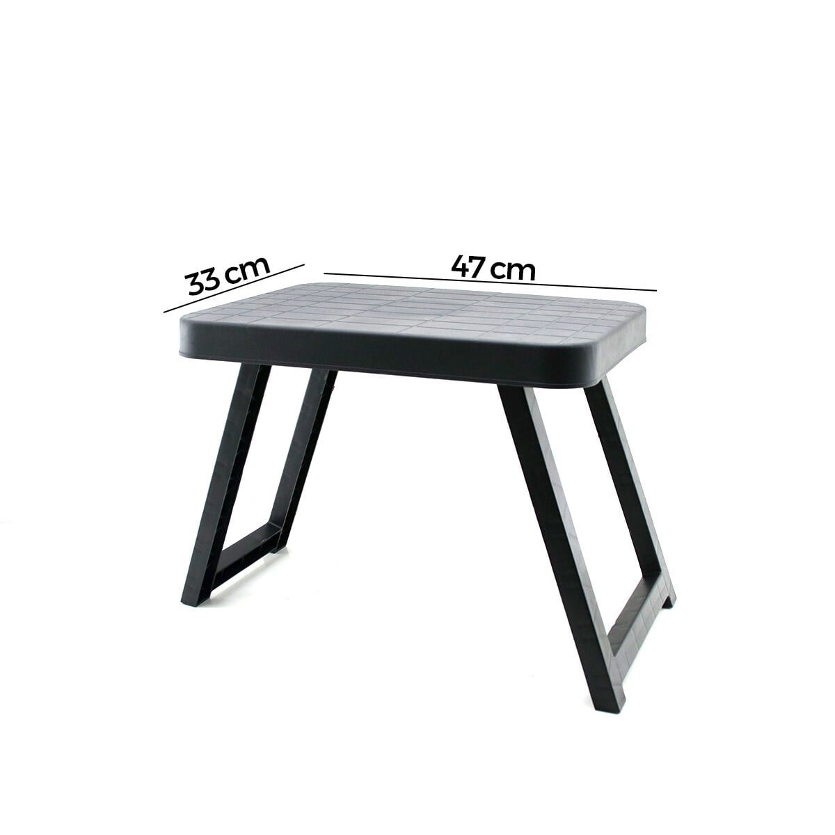 10 ADET KÜÇÜK= 47X33CM KAMP - PİKNİK MASASI SİYAH PLASTİK KATLANABİLİR AYAKLI=38CM (5293)