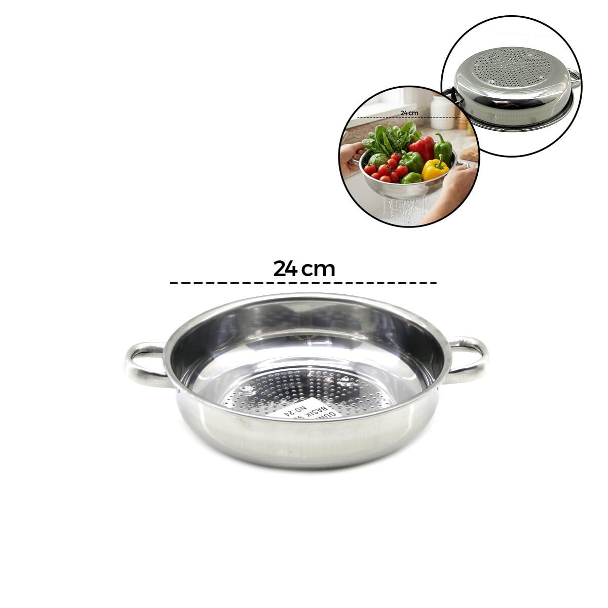 24CM BASIK SÜZEK METAL SÜZGEÇ KULPLU (5293)