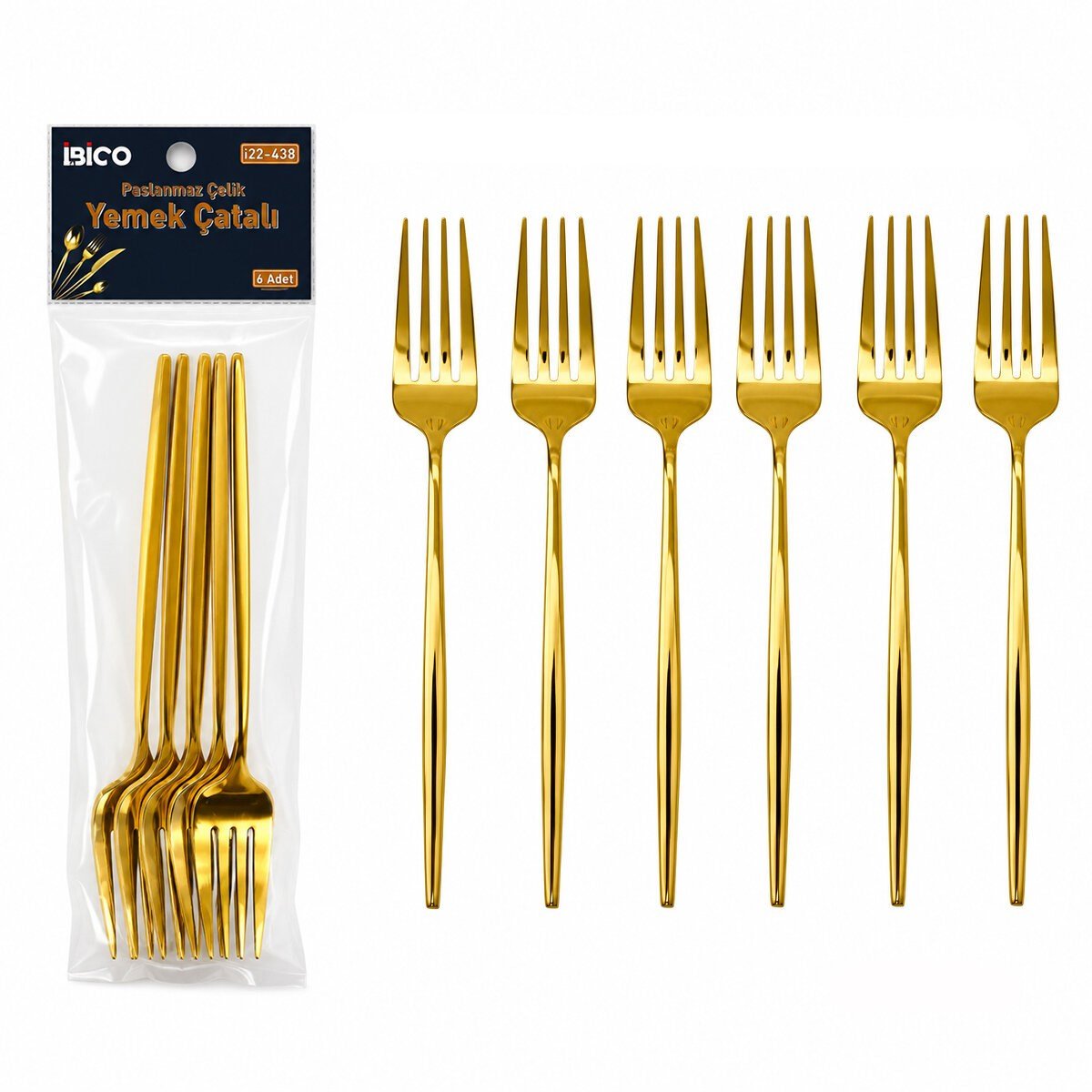 60 PARÇA GOLD YEMEK ÇATAL SETİ 21CM - 1 PAKET İÇİNDE 6 ADET VARDIR - 10 PAKET GÖNDERİLİR (5293)
