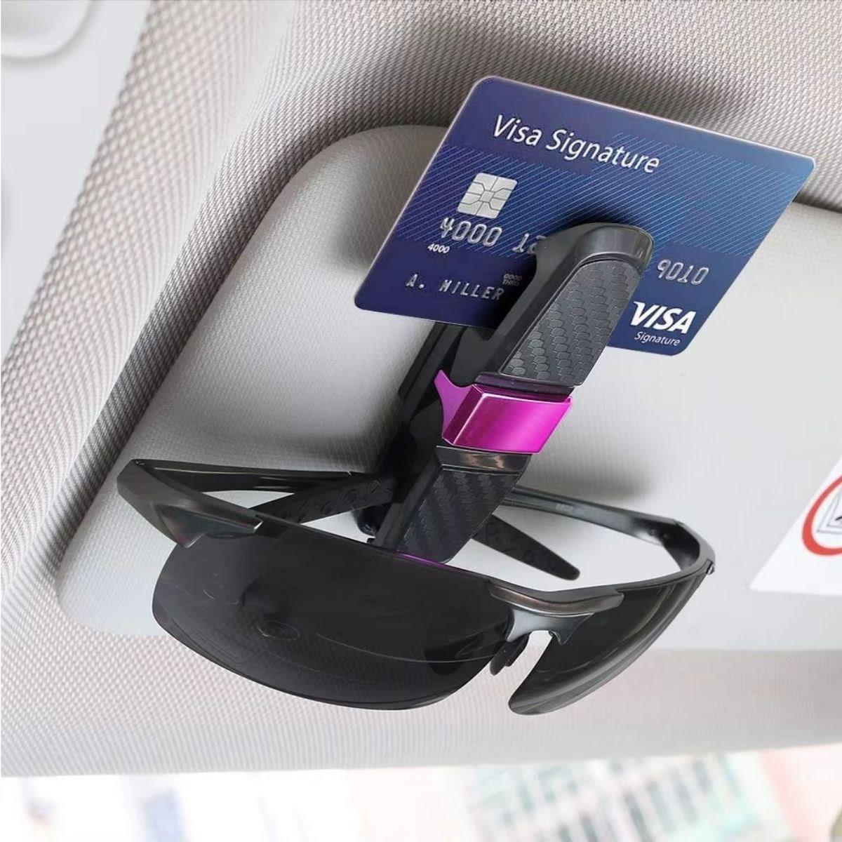 Araç İçi Güneşliğe Takılan 2'li Gözlük,Kart,Para Takmalık Aparat (5293)