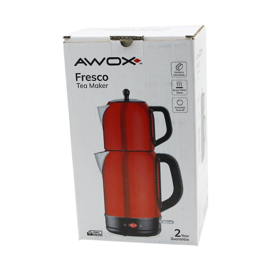 AWOX FRESCO KIRMIZI ELEKTRİKLİ ÇAY MAKİNESİ ÇAYCI SET 1.7LT SU ISITICI + 1.2LT DEMLİK PASLANMAZ ÇELİK GÖVDE 2200W (5293)