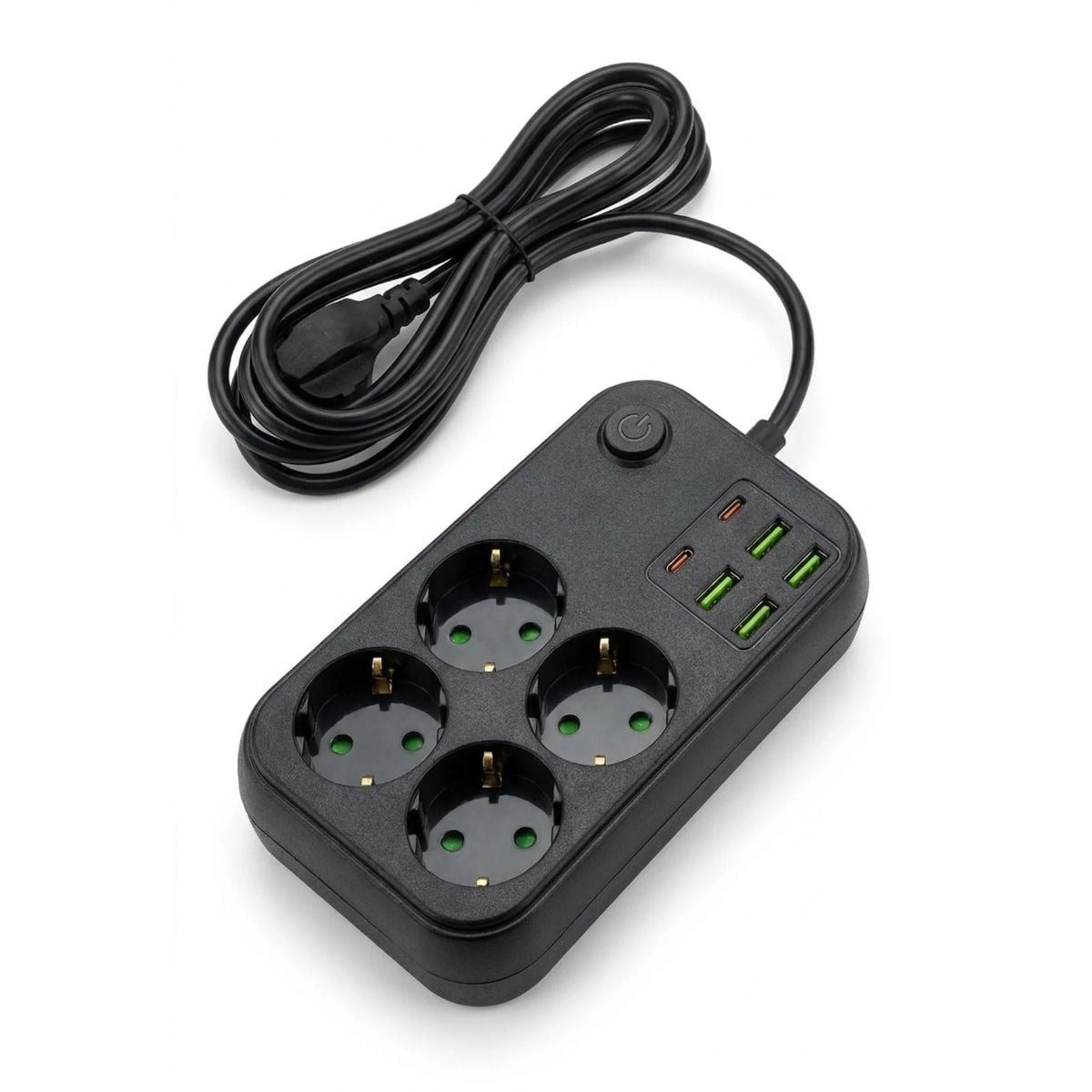 Çoklu Priz Uzatma Kablosu 4 Soket + 4 USB + 2 Type-C – Termal Akım Korumalı, Isıya Dayanıklı, Çocuk Korumalı Güvenli Priz 100-250V (5293)