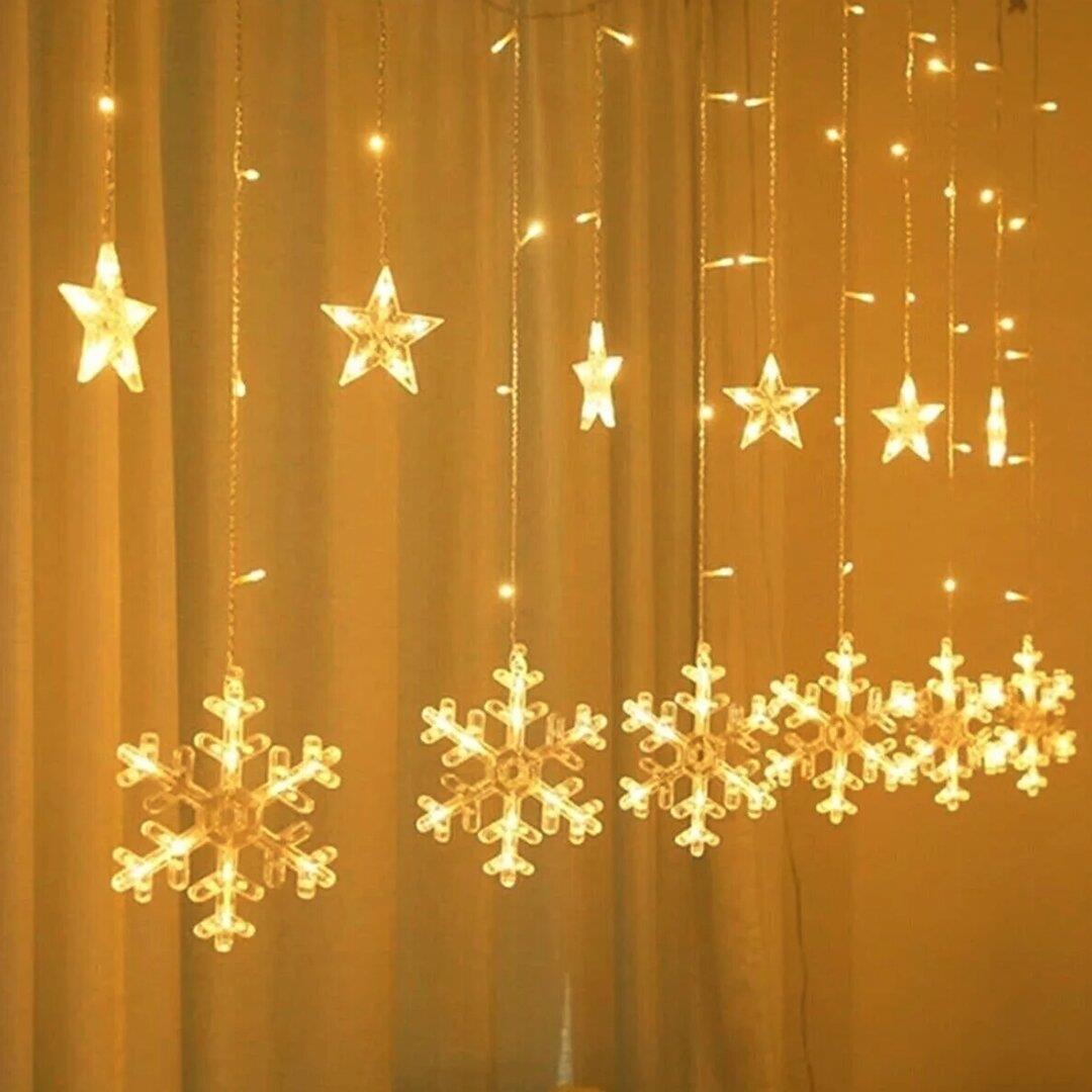 GÜN IŞIĞI - KAR TANE 3MT - FİŞLİ EKLEMELİ - FONKSİYONLU LUX SARKIT PERDE LED - DEKOR LAMBA (5293)