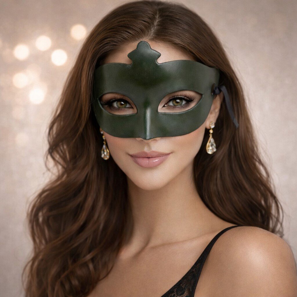 Haki Yeşil Gizemli Masquerade Maskesi (5293)