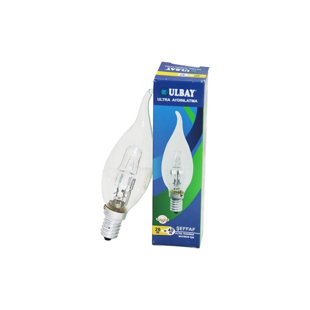 HALOJEN 28W - E14 SARI RENK KIVRIK ŞEFFAF MUM AMPUL (5293)