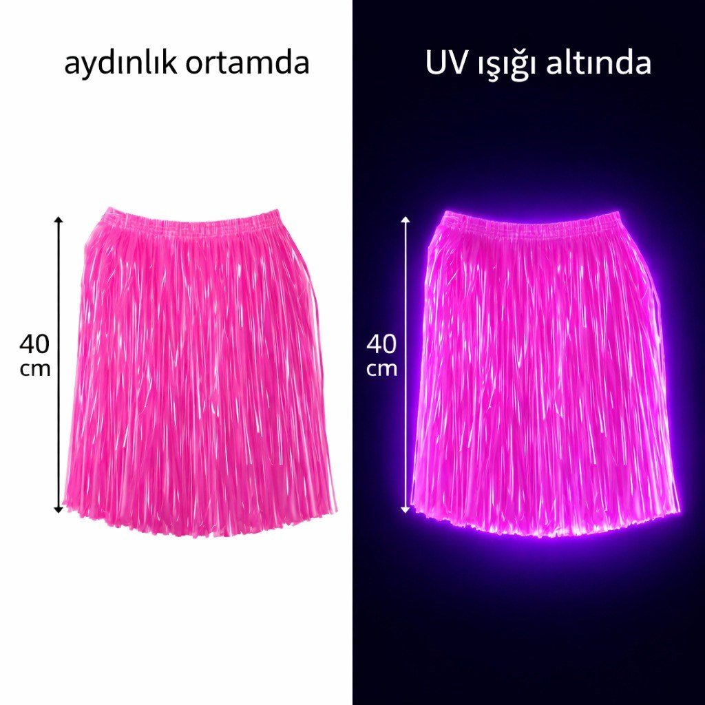 Neon Pembe Hawaii Parti Eteği 40 cm (5293)