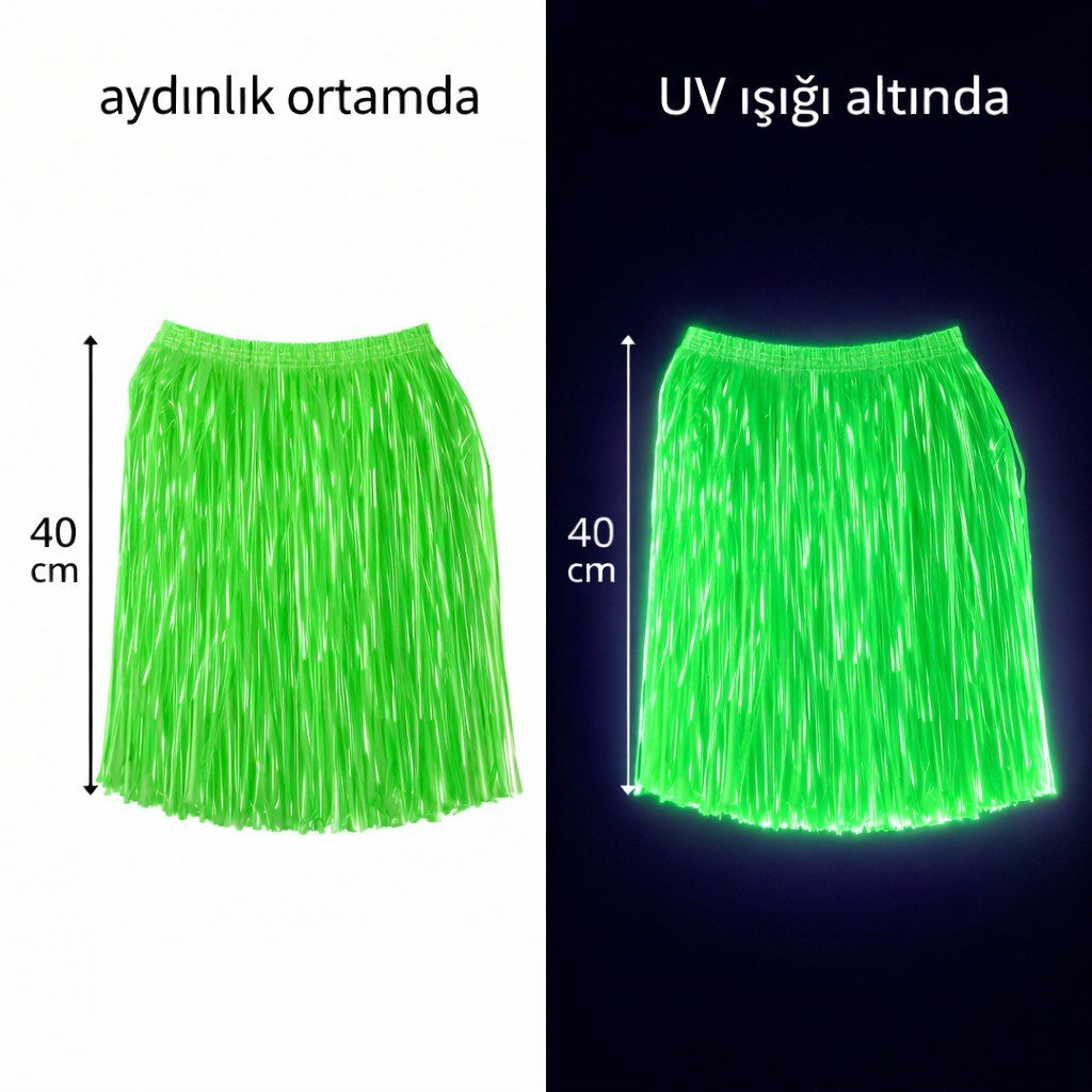Neon Yeşil Hawaii Parti Eteği 40 cm (5293)