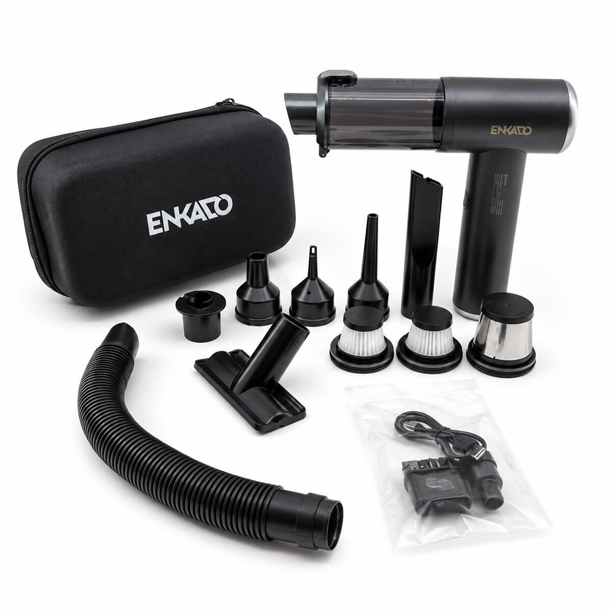 OTO ARAÇ - 2IN1 ŞARJLI 100W - 17000PA 9 BAŞLIK - 3 FİLTRE EL TİPİ BASINÇLI HAVA ÜFLEME - ARAÇ SÜPÜRGE MAKİNESİ TAŞIMA ÇANTALI EKD-SP10 (5293)