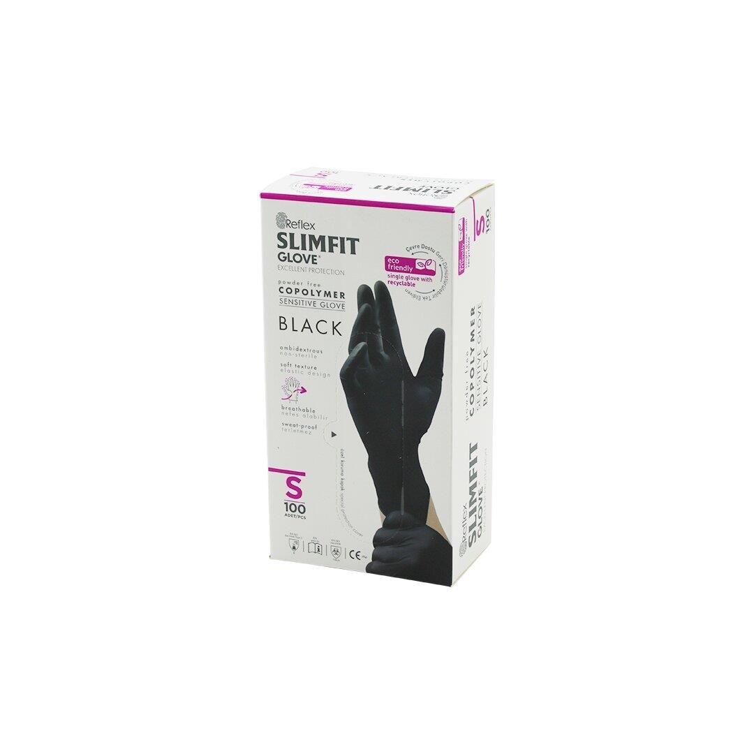 REFLEX SLİMFİT GLOVE KOD-033 S SİYAH PUDRASIZ MUAYENE ELDİVEN 100LÜ (5293)