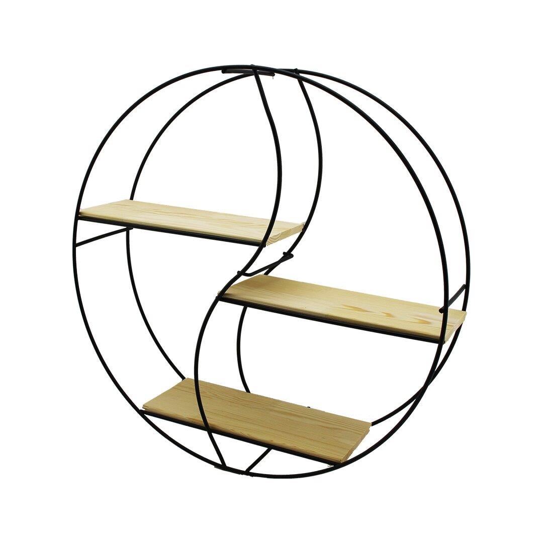 SEMBOL - YUVARLAK 3 KATLI METAL DEKORATİF DUVAR RAF 60 x 14 x 60 cm (5293)