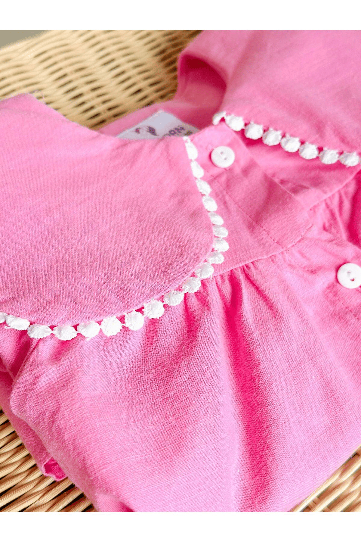 Unicorn Kız Çocuk Fuşya Pembe Fisto Bebe Yaka Klasik Kesim Elbise